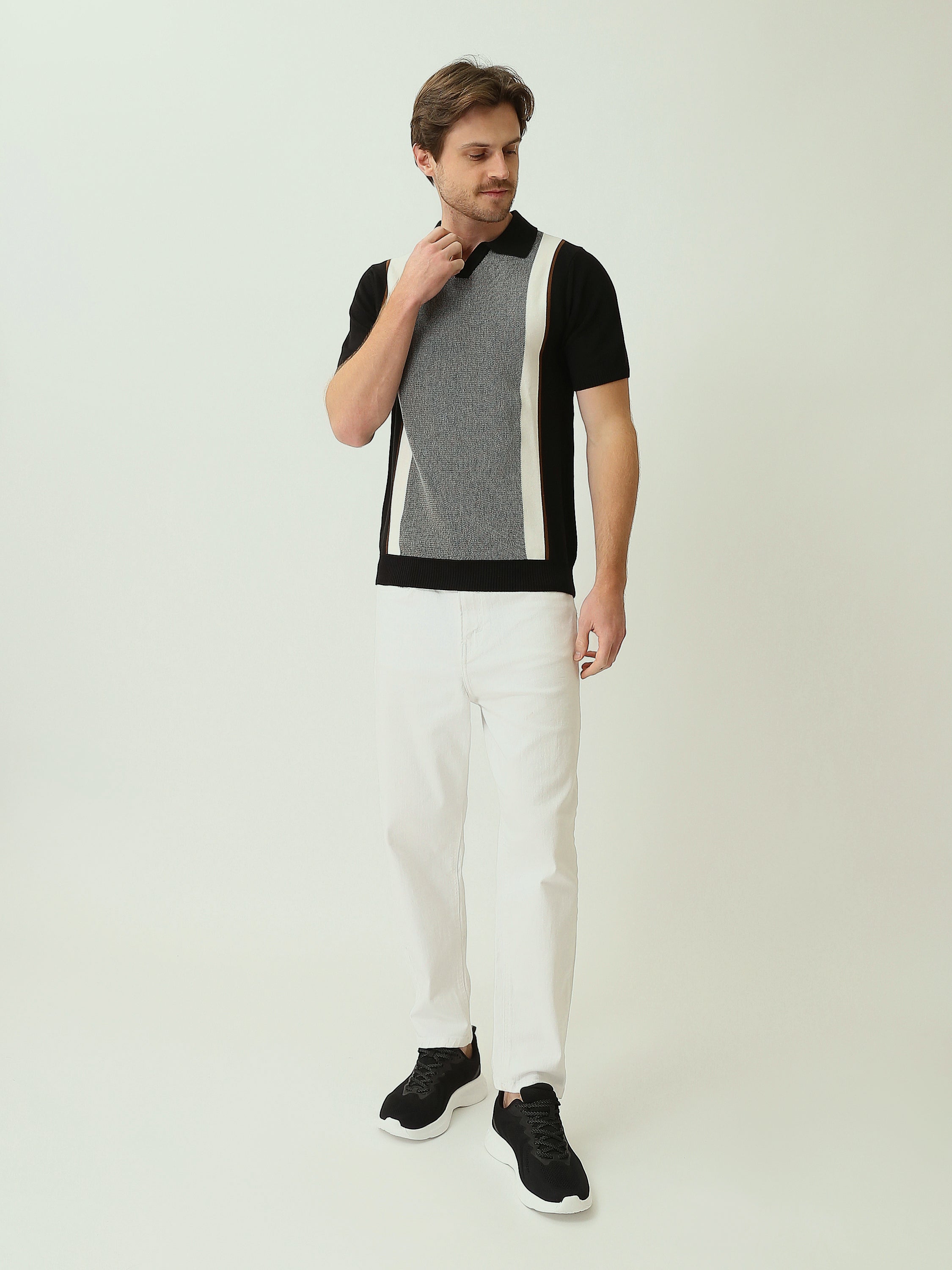 Polo Homme en Maille à Motif Graphique Vertical - POS25SKTV21948TM1