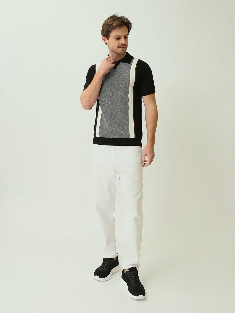 Polo Homme en Maille à Motif Graphique Vertical - POS25SKTV21948TM1