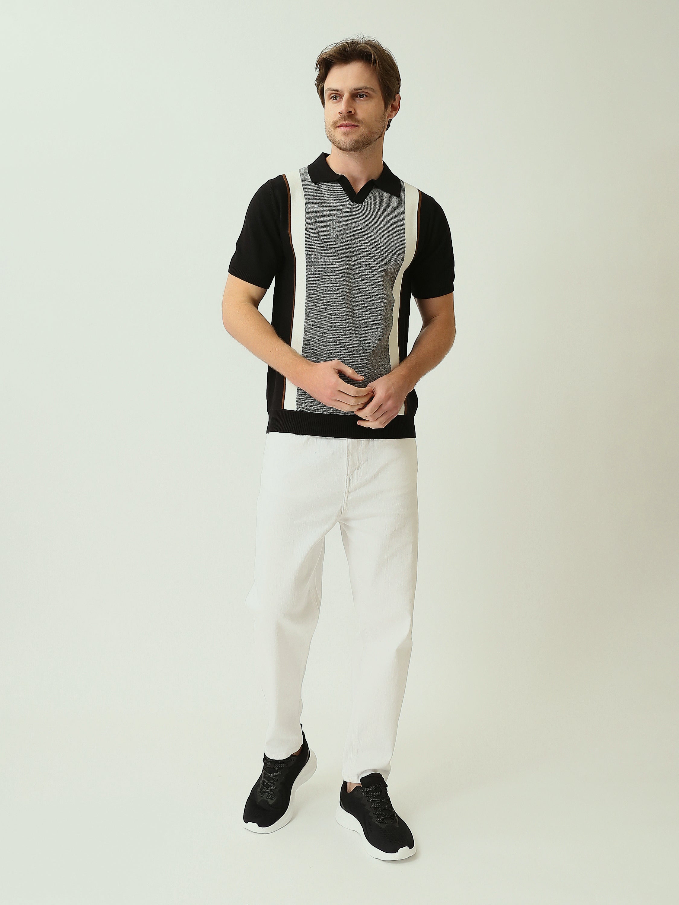 Polo Homme en Maille à Motif Graphique Vertical - POS25SKTV21948TM1