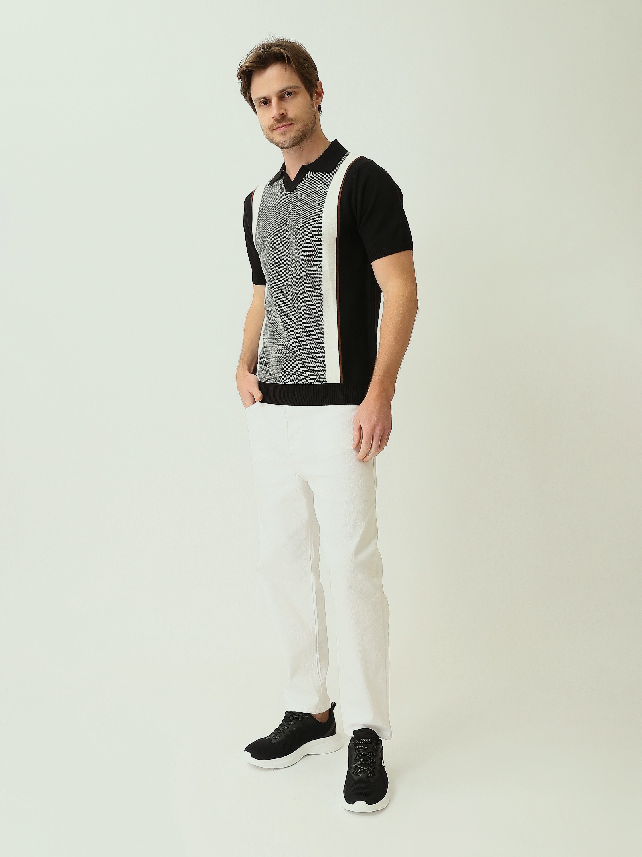 Polo Homme en Maille à Motif Graphique Vertical - POS25SKTV21948TM1
