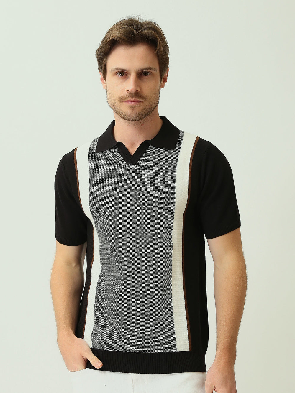 Polo Homme en Maille à Motif Graphique Vertical - POS25SKTV21948TM1
