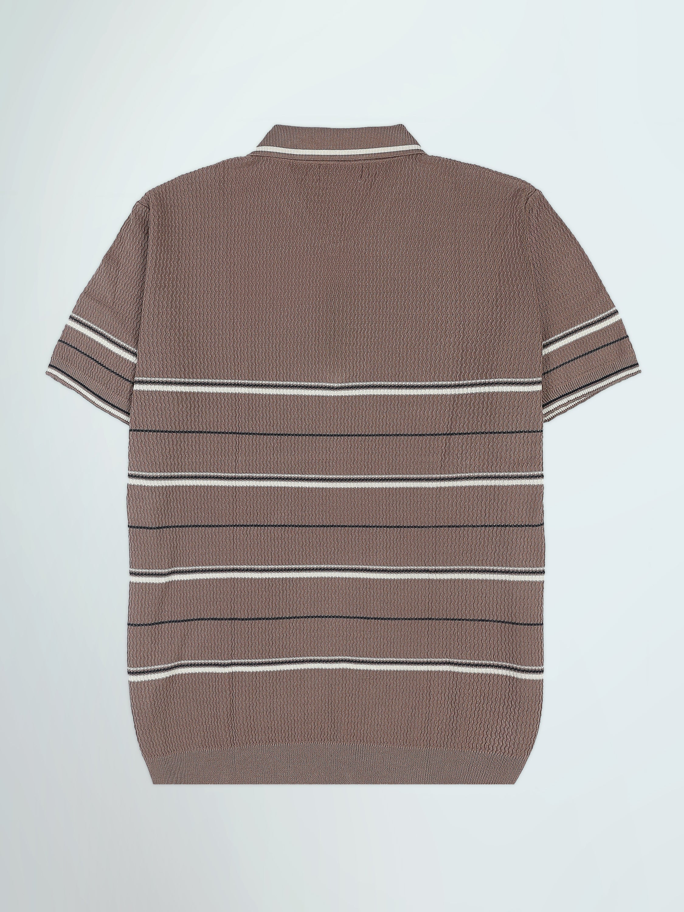 Polo Homme en Maille Rayée avec Col Zippé - POS25SKTW21867TM1