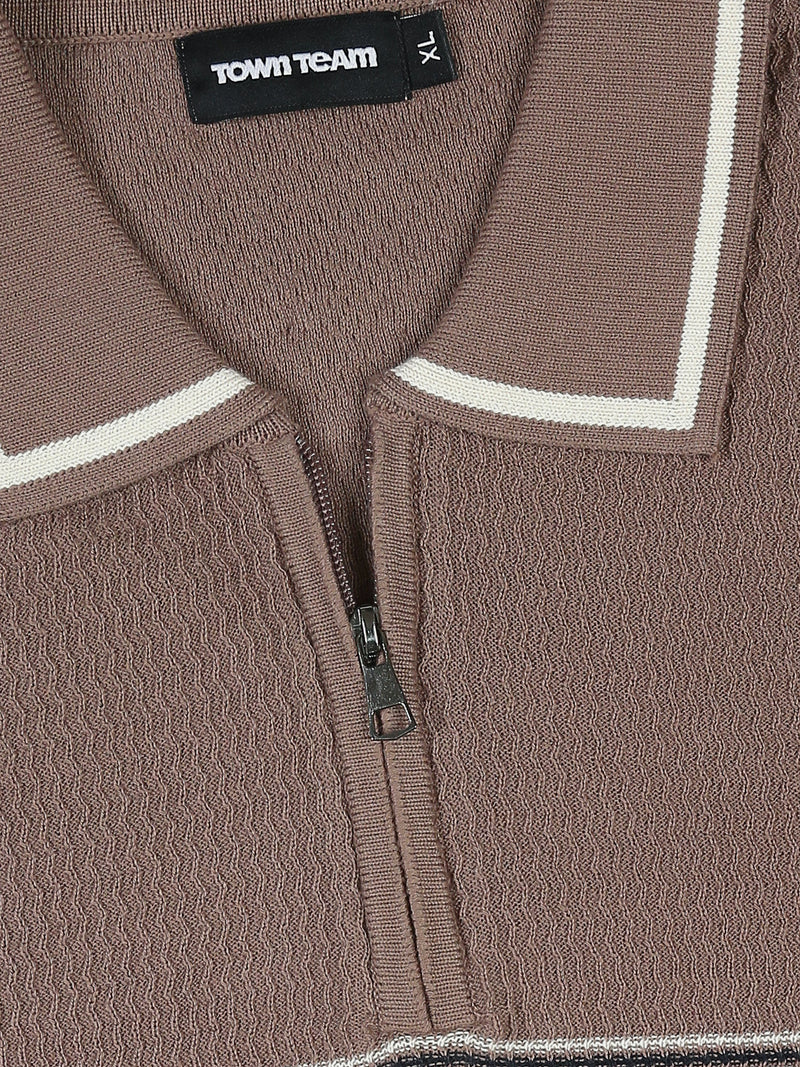 Polo Homme en Maille Rayée avec Col Zippé - POS25SKTW21867TM1