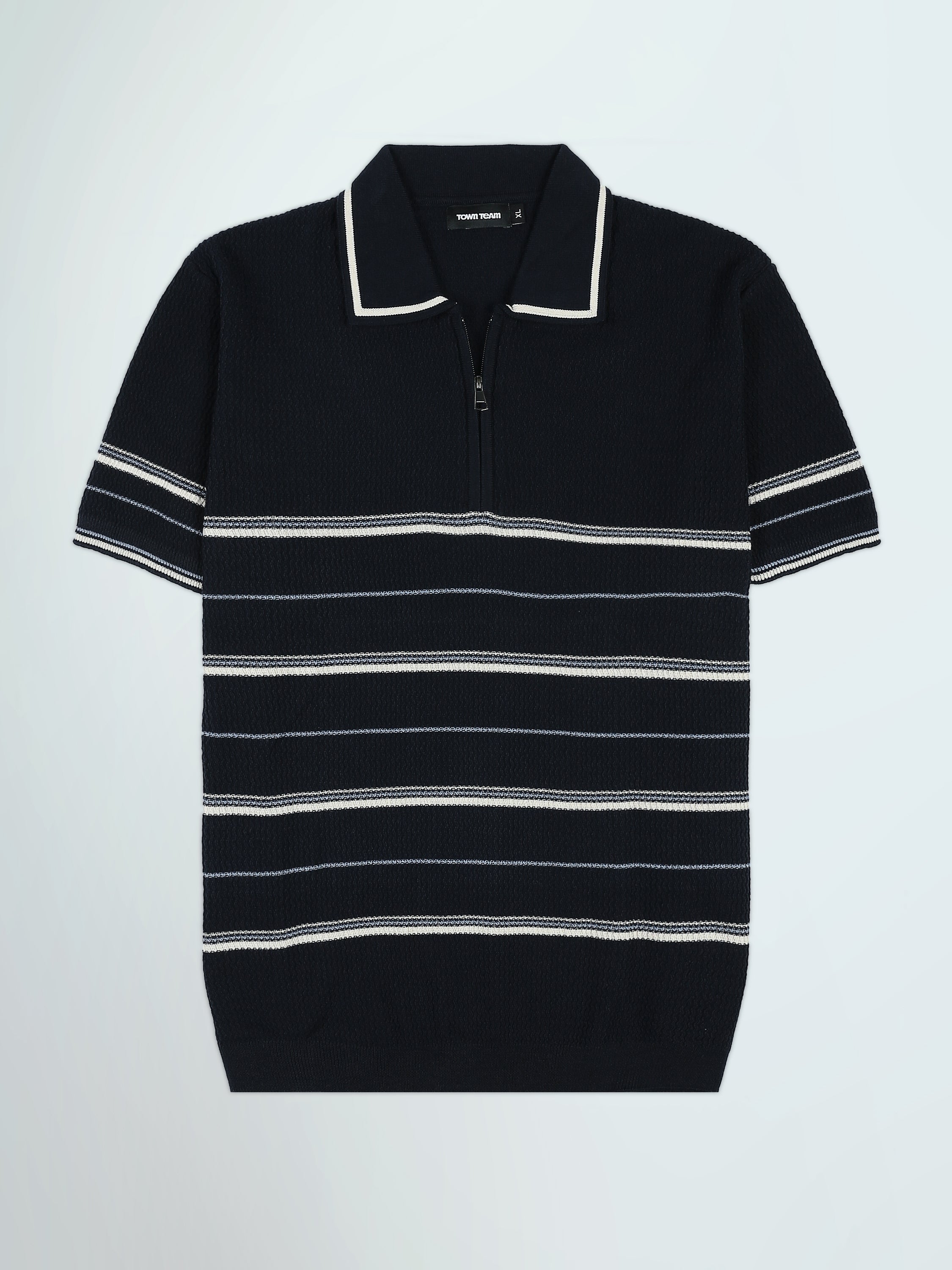 Polo Homme en Maille Rayée avec Col Zippé - POS25SKTW21867TM1