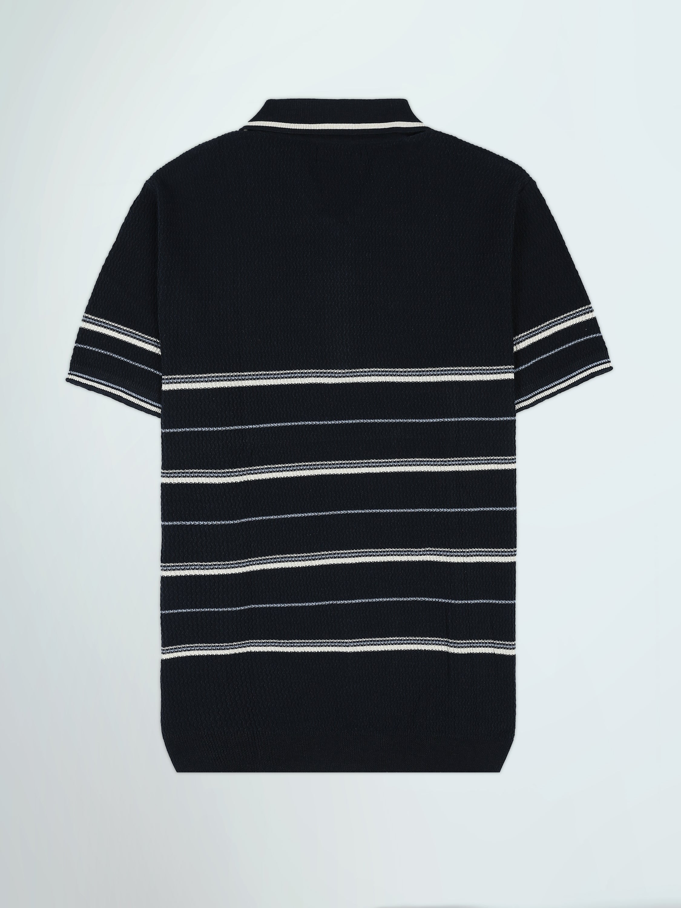Polo Homme en Maille Rayée avec Col Zippé - POS25SKTW21867TM1