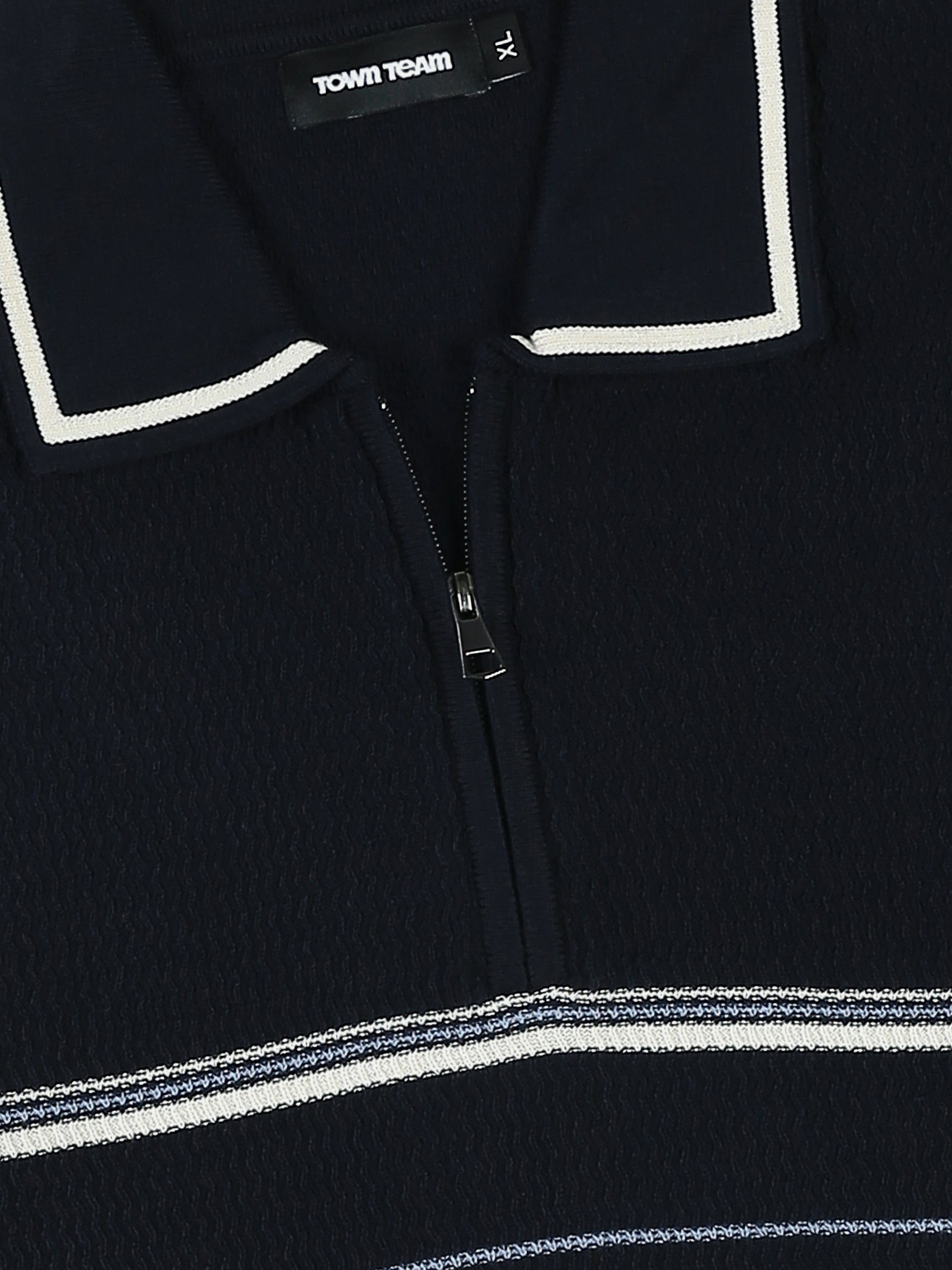 Polo Homme en Maille Rayée avec Col Zippé - POS25SKTW21867TM1