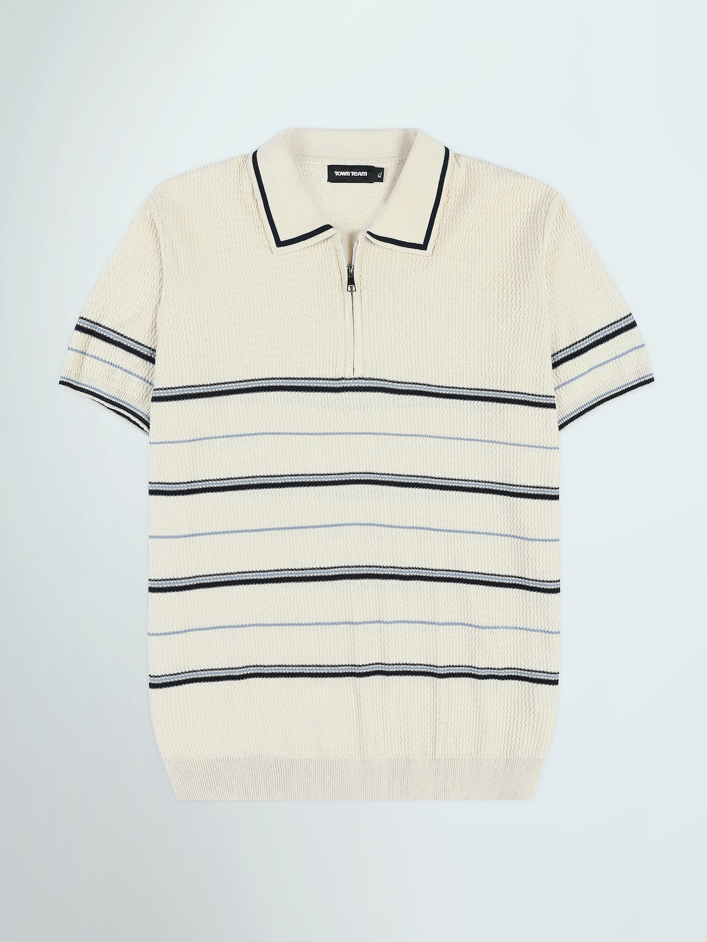Polo Homme en Maille Rayée avec Col Zippé - POS25SKTW21867TM1