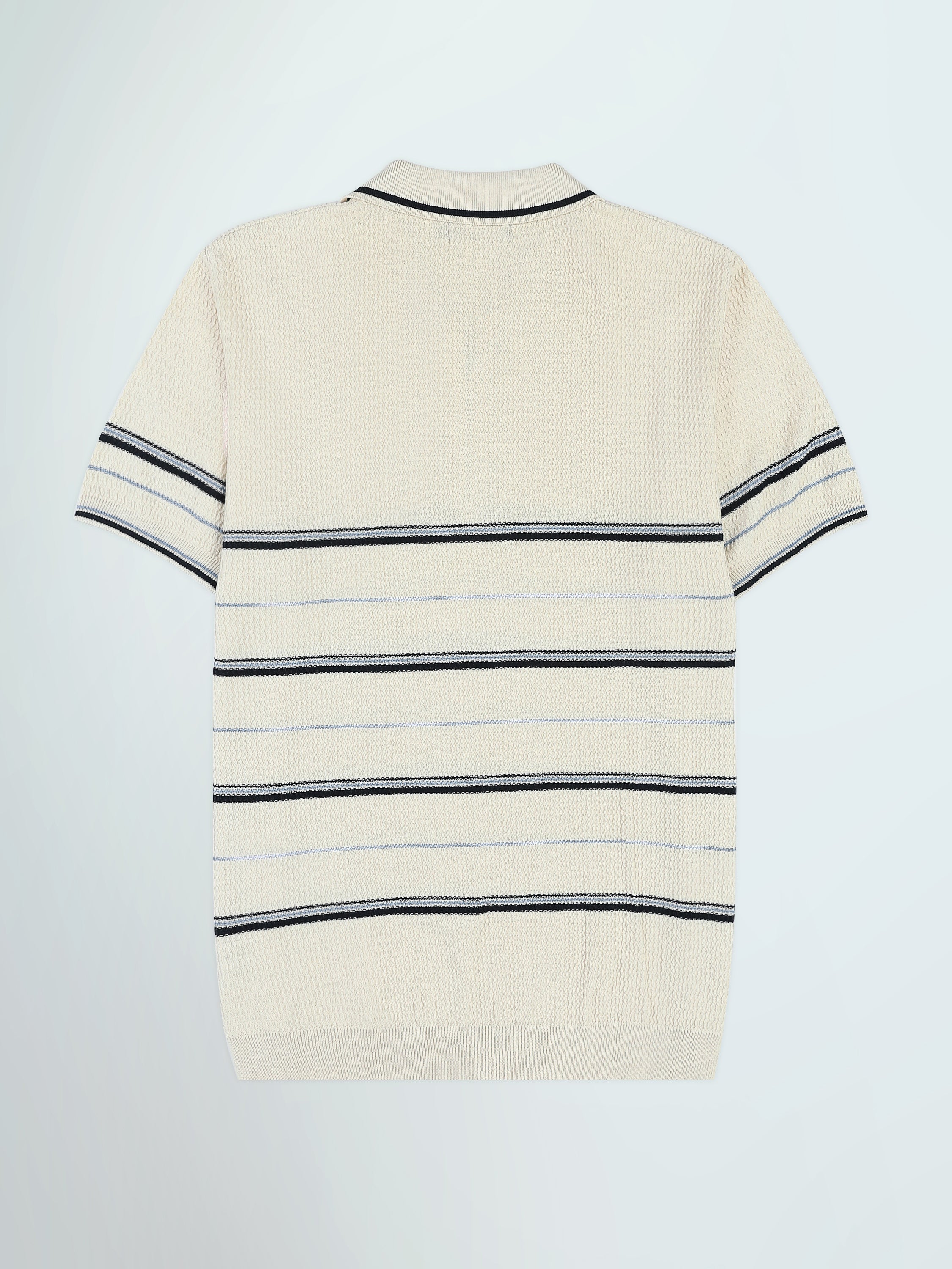 Polo Homme en Maille Rayée avec Col Zippé - POS25SKTW21867TM1