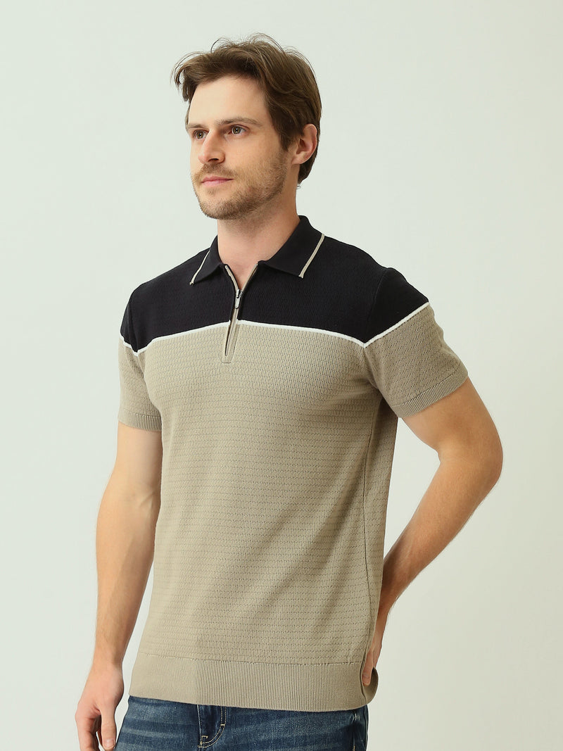 Polo homme manches courtes à col zippé – Élégance moderne et confort raffiné - POS25SKTW21947TM1