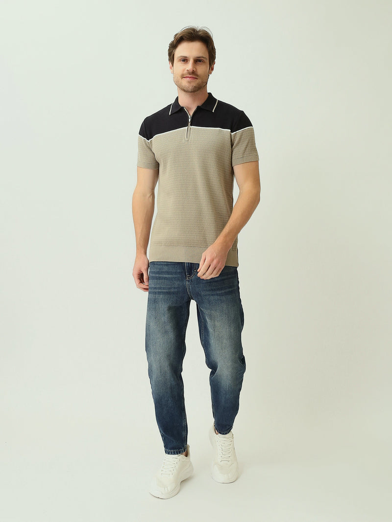 Polo homme manches courtes à col zippé – Élégance moderne et confort raffiné - POS25SKTW21947TM1