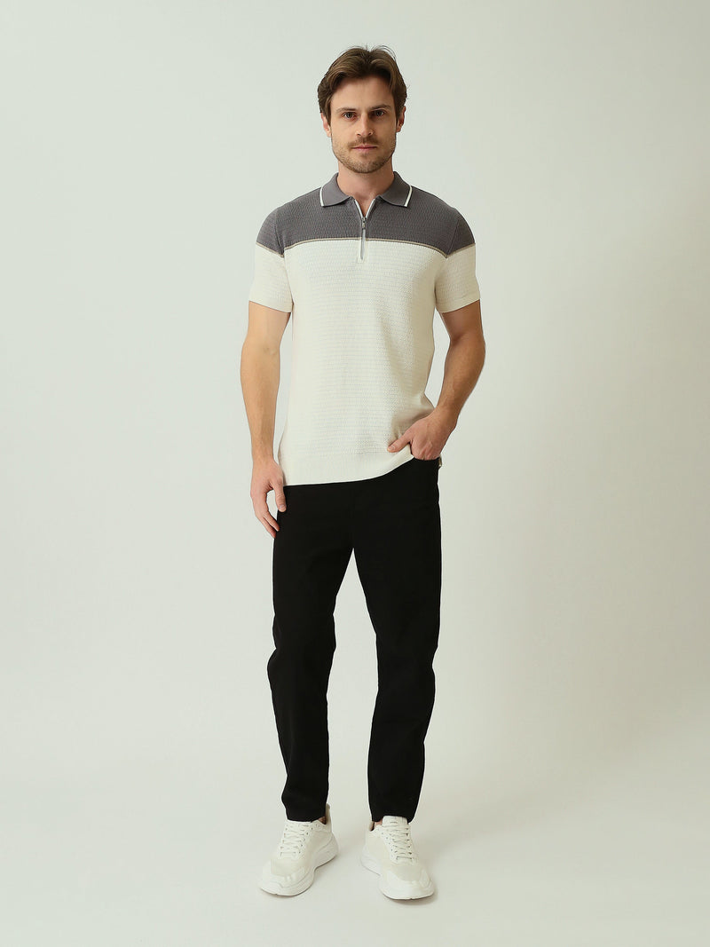 Polo homme manches courtes à col zippé – Élégance moderne et confort raffiné - POS25SKTW21947TM1