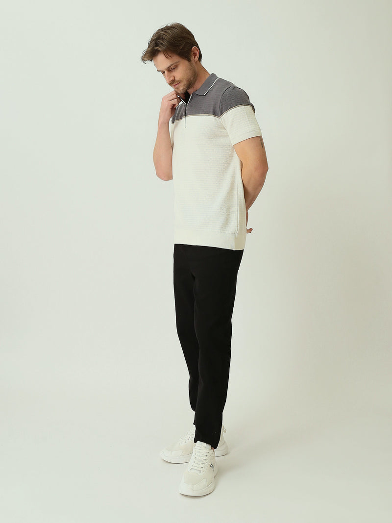 Polo homme manches courtes à col zippé – Élégance moderne et confort raffiné - POS25SKTW21947TM1
