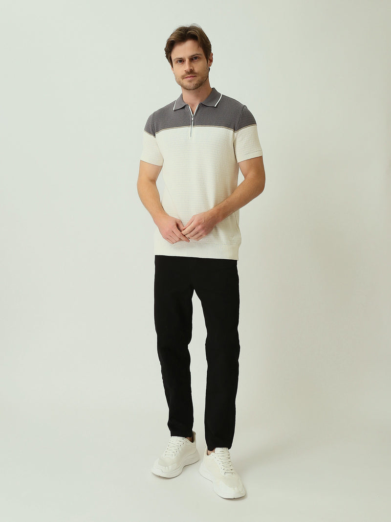 Polo homme manches courtes à col zippé – Élégance moderne et confort raffiné - POS25SKTW21947TM1