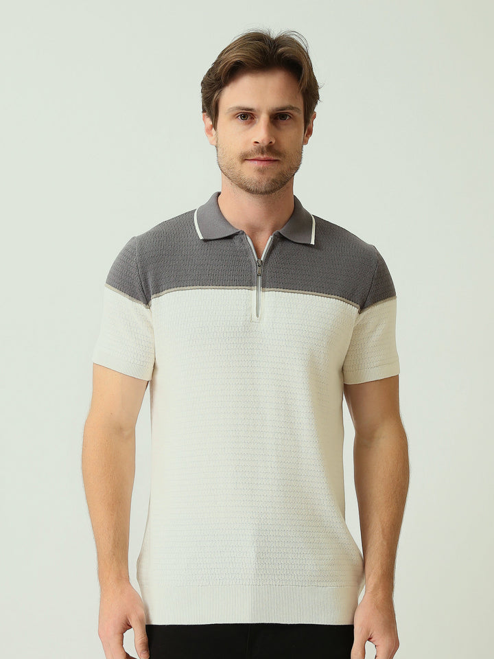 Polo homme manches courtes à col zippé – Élégance moderne et confort raffiné - POS25SKTW21947TM1