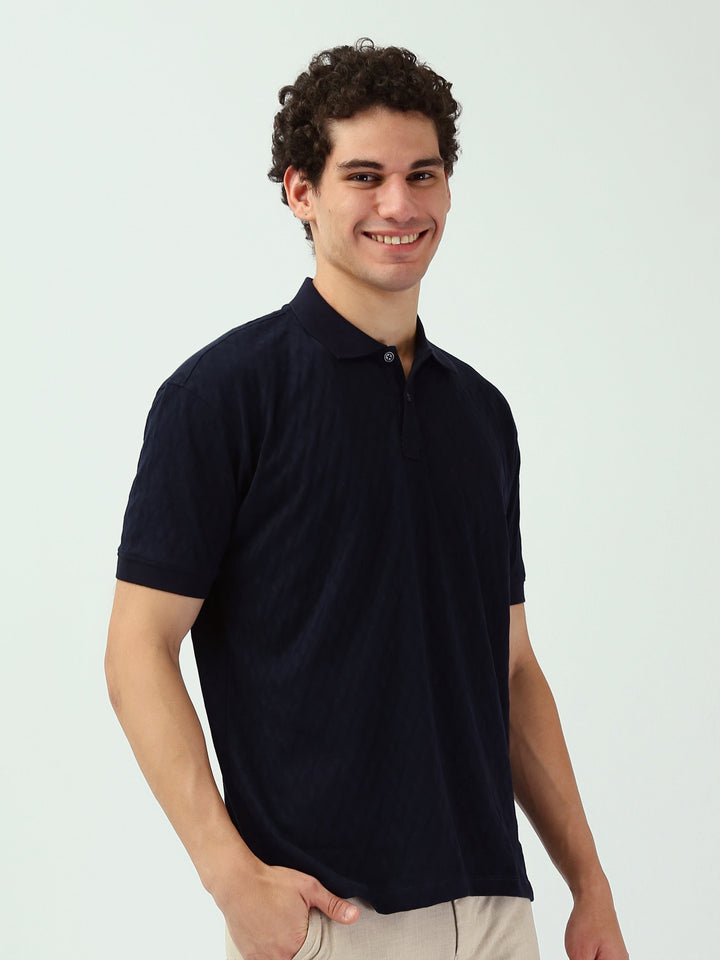 Polo Homme Texturé à Motif Géométrique - POS25SNPR21048TM1