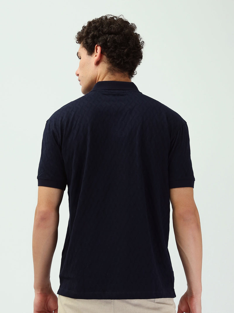 Polo Homme Texturé à Motif Géométrique - POS25SNPR21048TM1