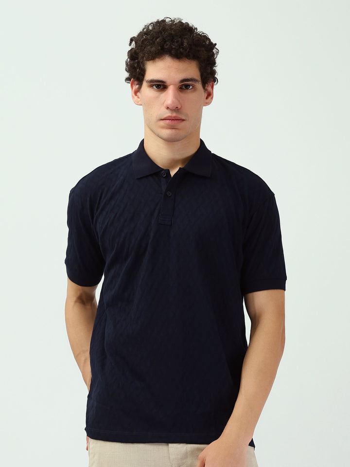 Polo Homme Texturé à Motif Géométrique - POS25SNPR21048TM1