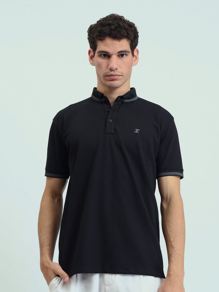Polo Homme à Manches Courtes avec Bordures Contrastées - POS25SNTR21022TM1