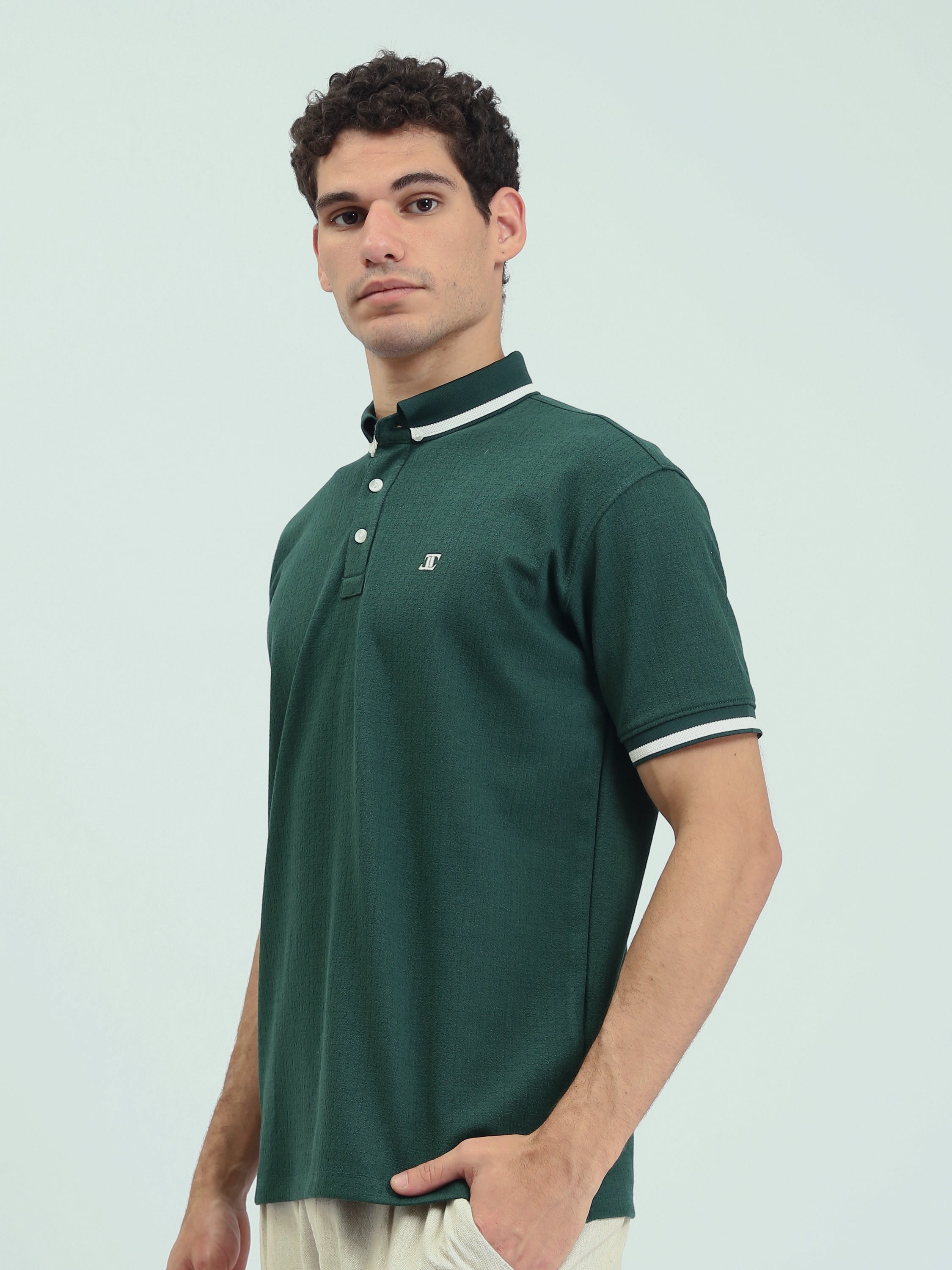 Polo Homme à Manches Courtes avec Bordures Contrastées - POS25SNTR21022TM1