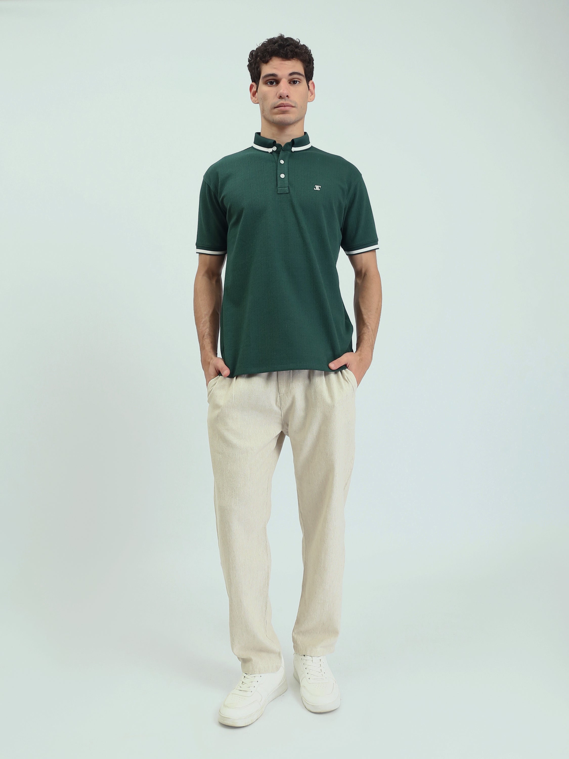 Polo Homme à Manches Courtes avec Bordures Contrastées - POS25SNTR21022TM1
