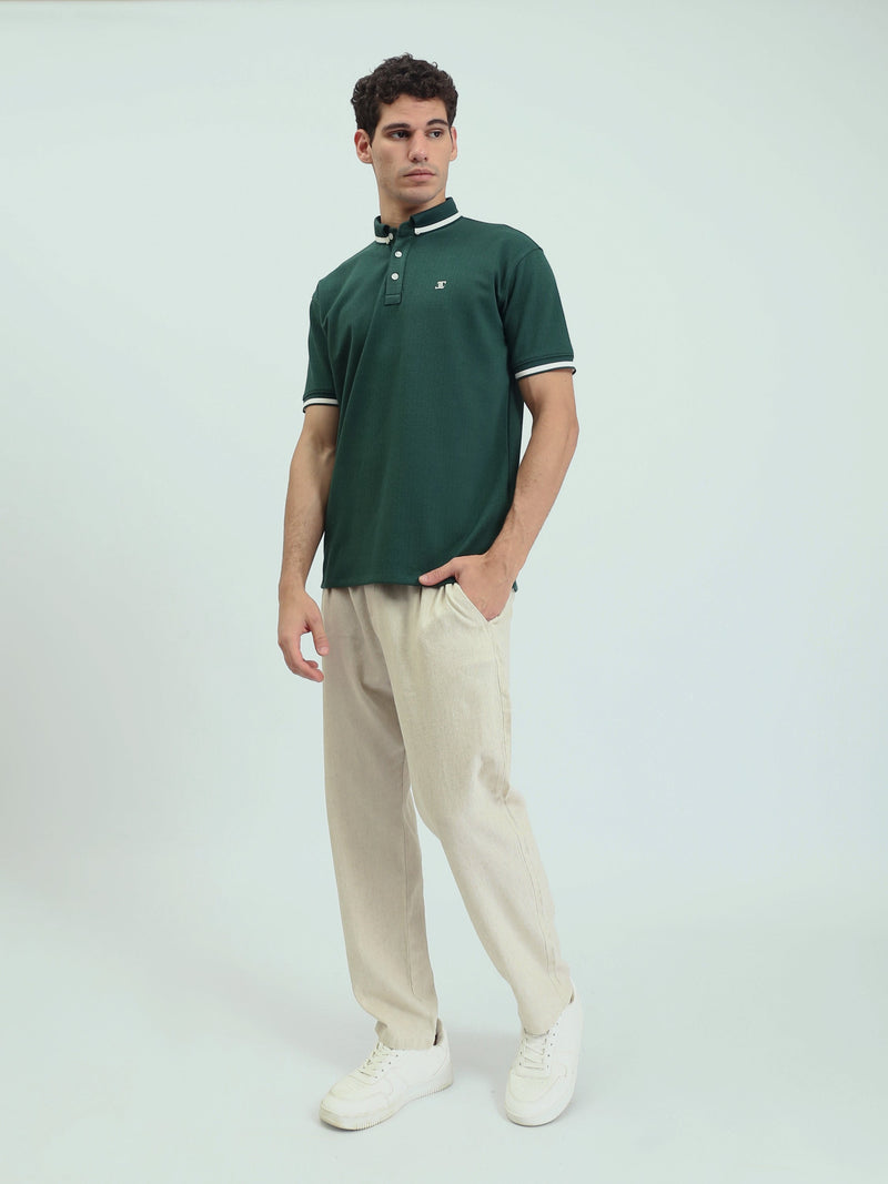 Polo Homme à Manches Courtes avec Bordures Contrastées - POS25SNTR21022TM1