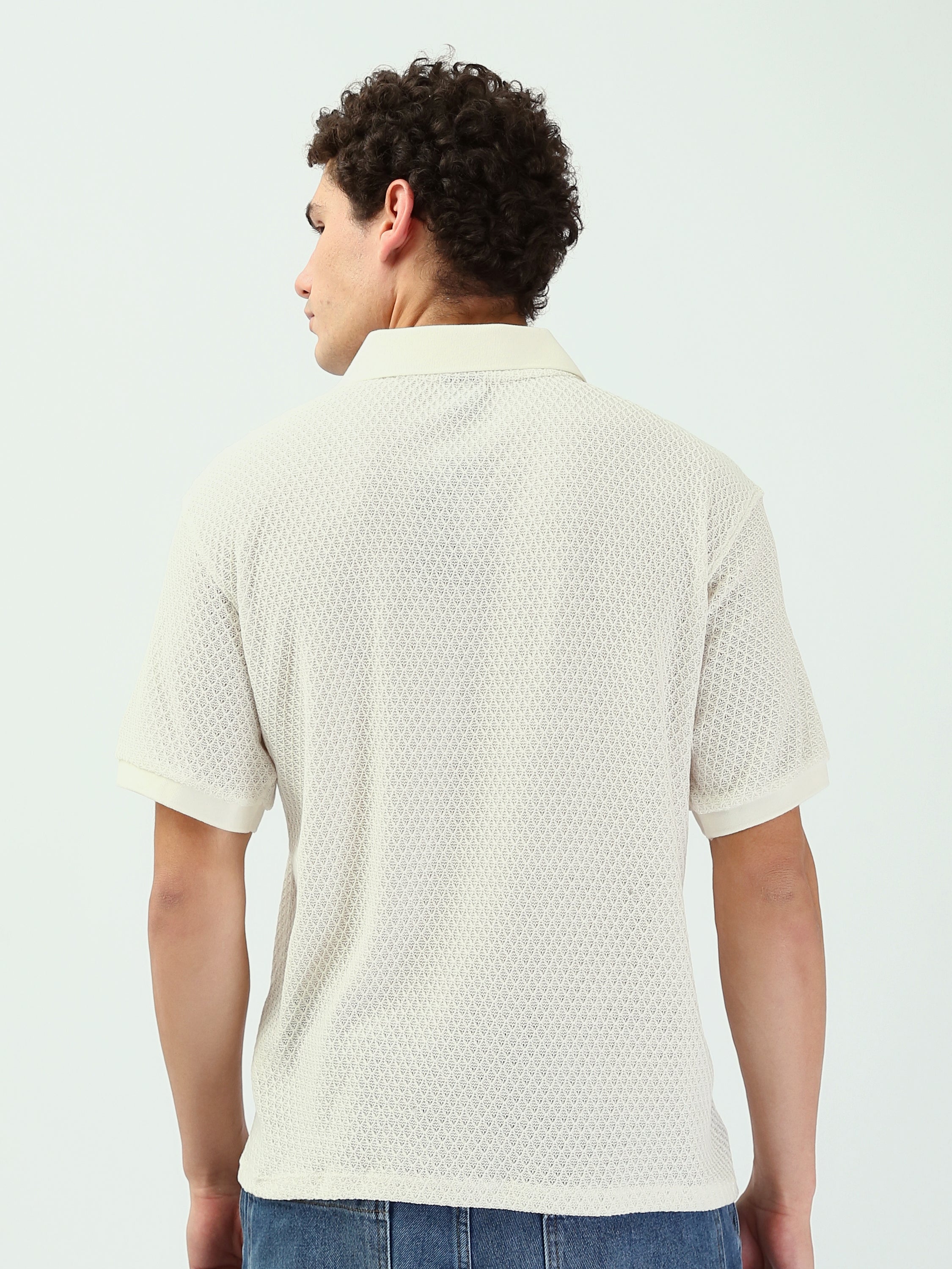 Polo homme off-white en tricot – Style décontracté et aérien - POS25SNTV21027TM1