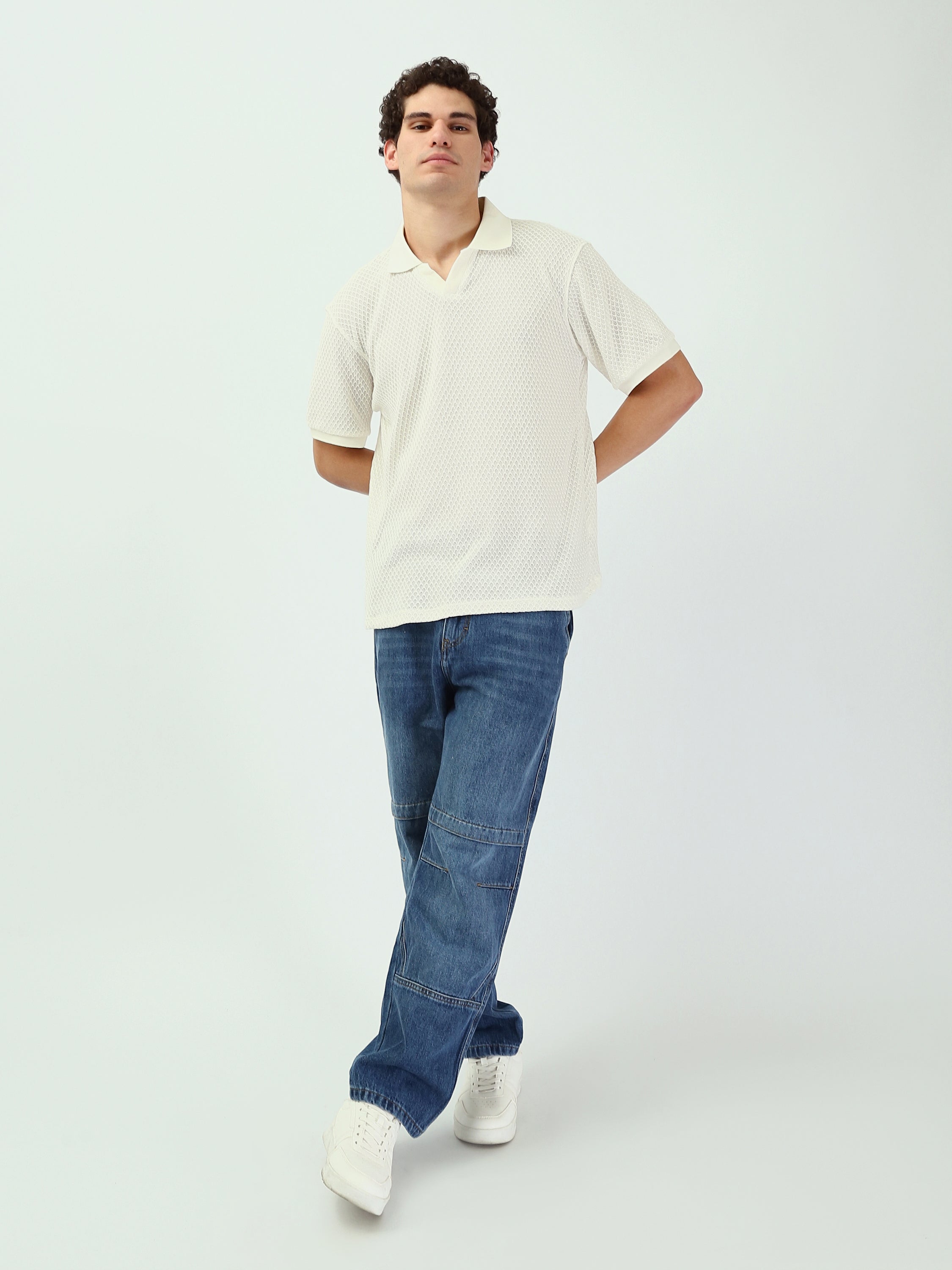 Polo homme off-white en tricot – Style décontracté et aérien - POS25SNTV21027TM1