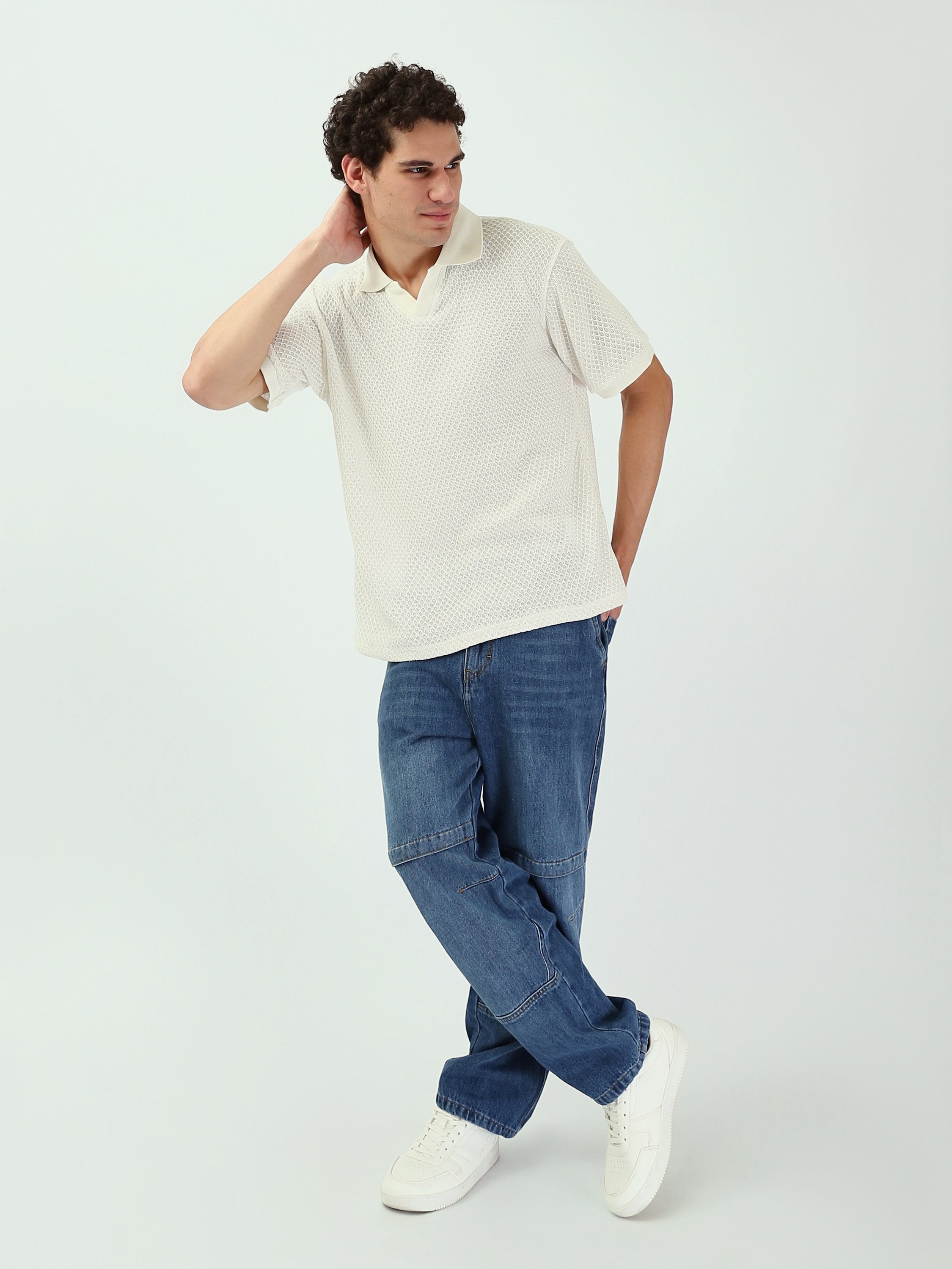 Polo homme off-white en tricot – Style décontracté et aérien - POS25SNTV21027TM1