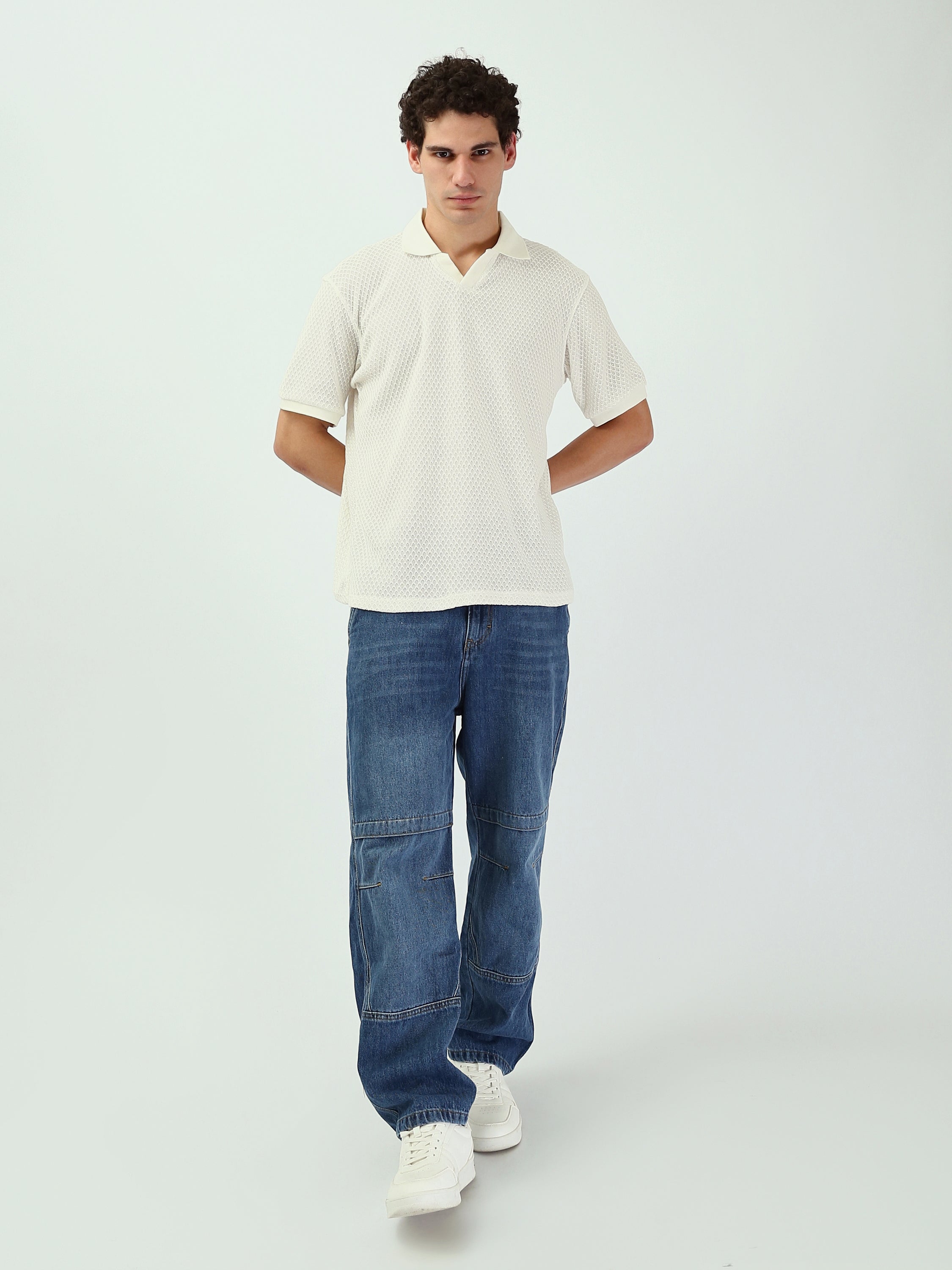 Polo homme off-white en tricot – Style décontracté et aérien - POS25SNTV21027TM1