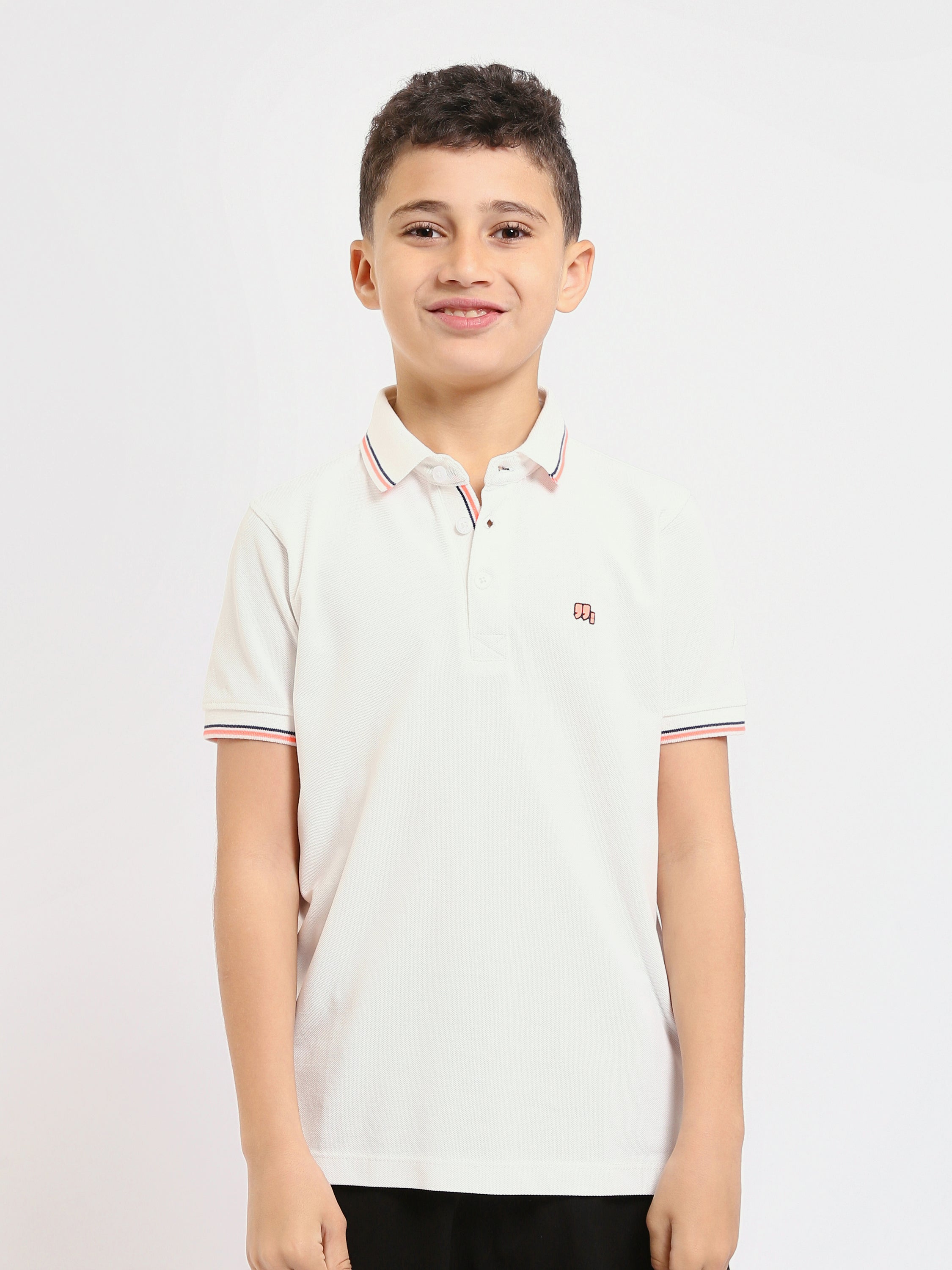 Polo pour enfants de couleur blanche avec un design moderne - POS25SPPR21053TB1