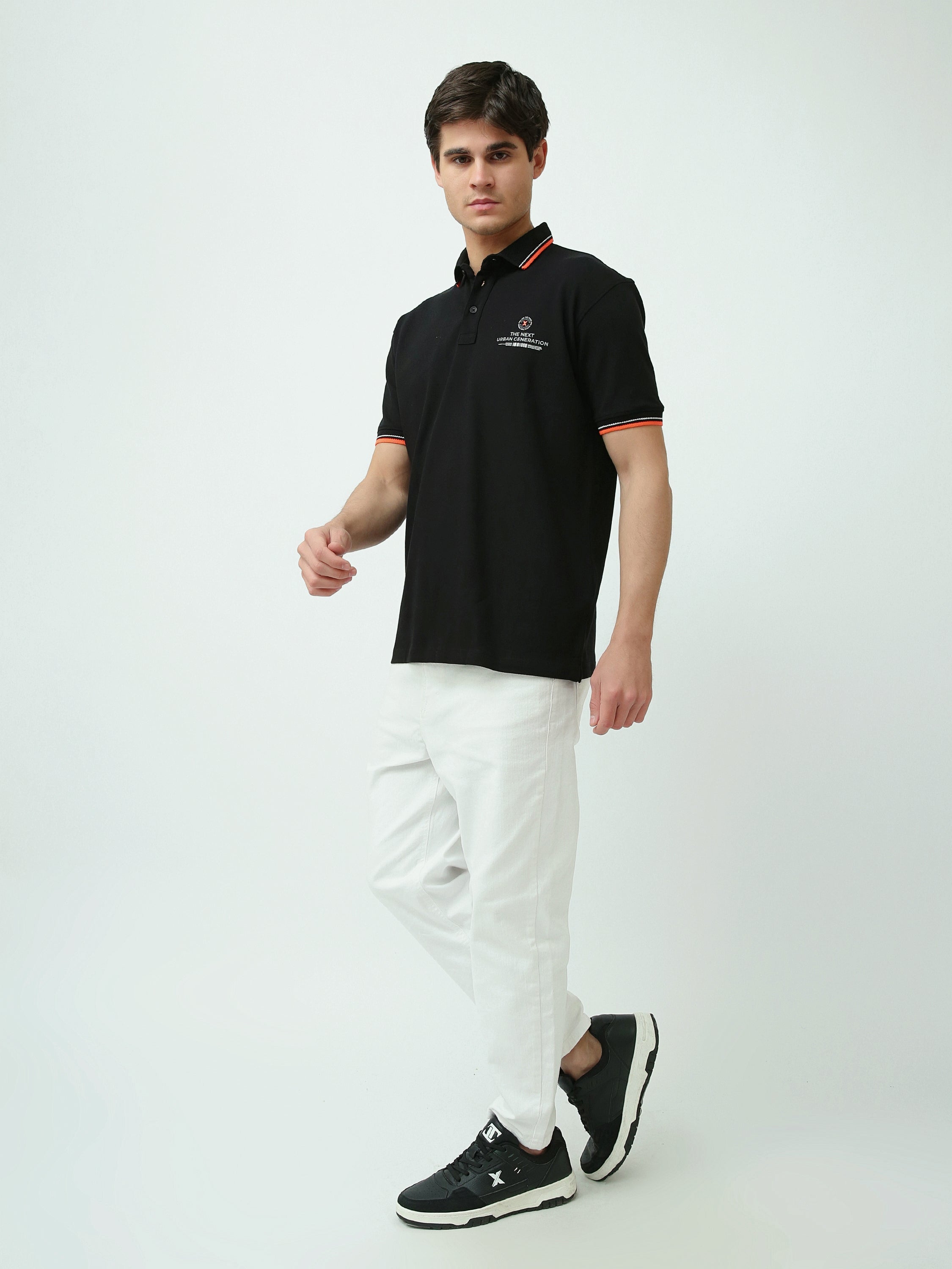 Polo Noir Homme avec Col Contrasté - Urbain et Élégant - Mode Masculine - POS25SPPR21918TM1