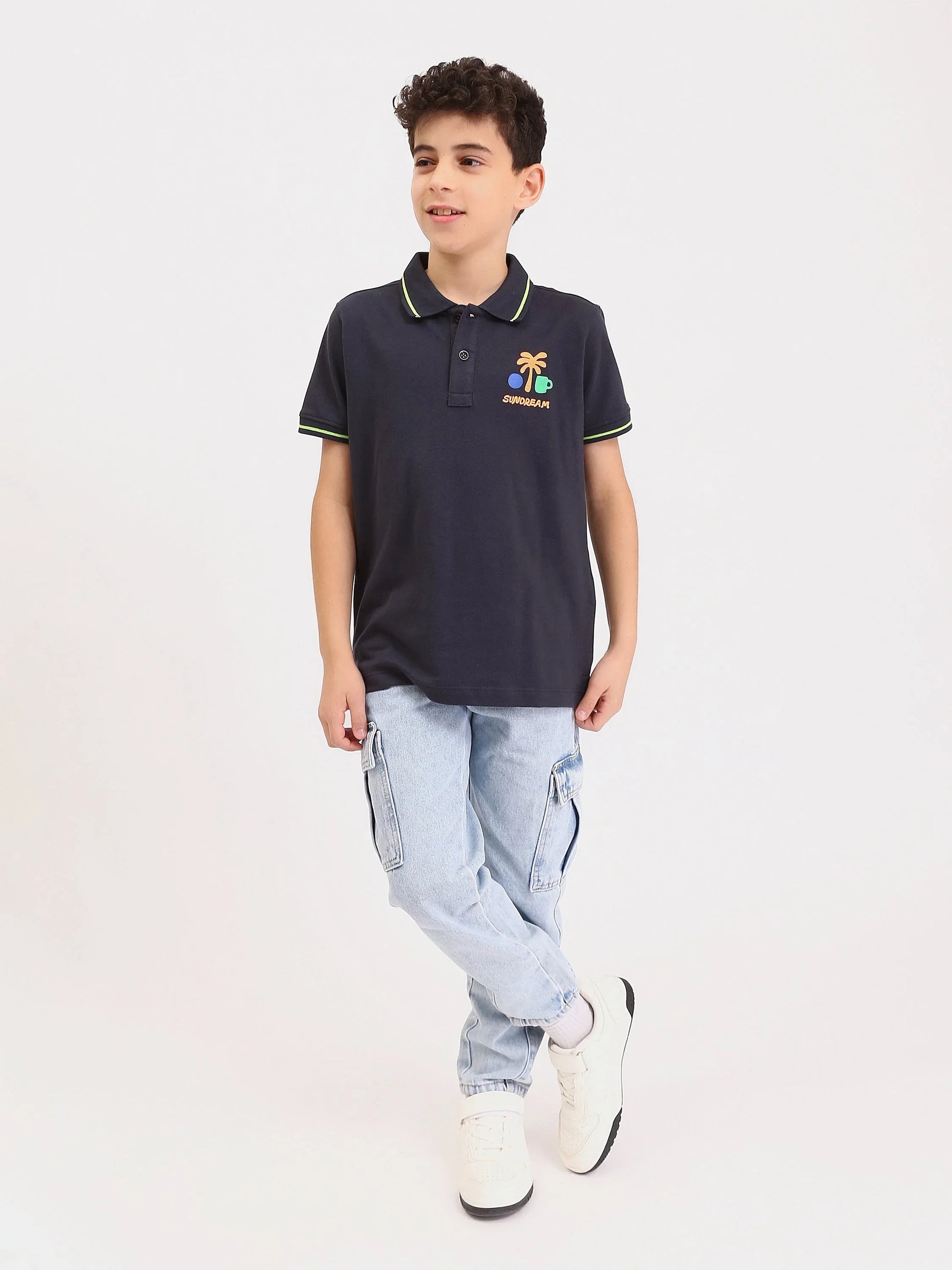 Polo Ado Garçon Manches Courtes – Style Été Imprimé - POS25SPPR76277MJ1 - Justyol