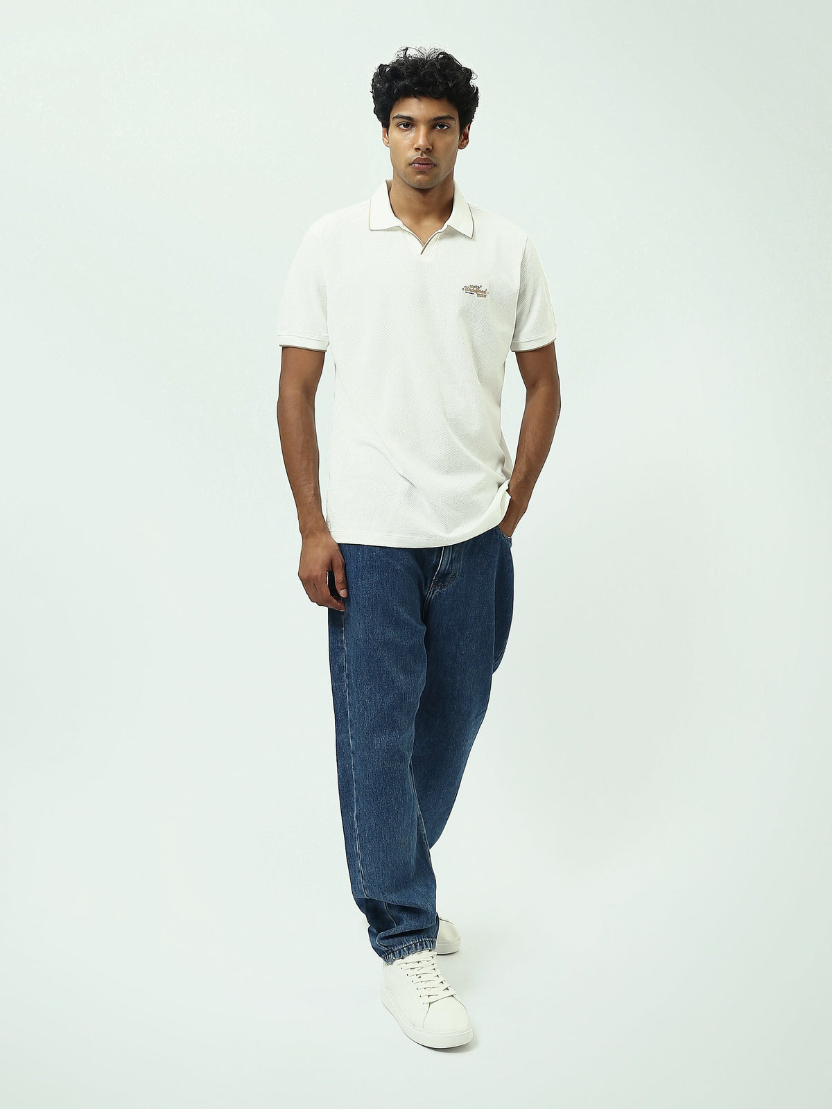 Polo Homme à Col Ouvert et Petit Motif Brodé - POS25SPTV21015TM1
