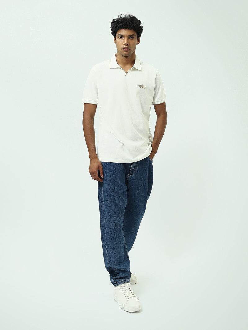 Polo Homme à Col Ouvert et Petit Motif Brodé - POS25SPTV21015TM1