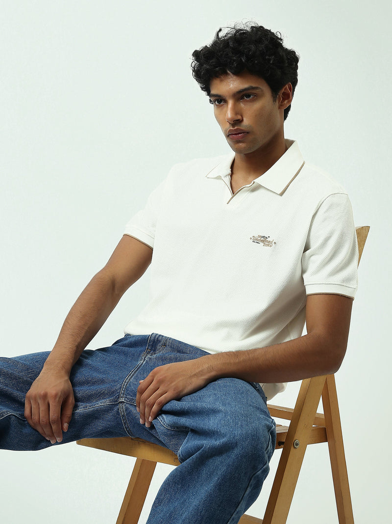 Polo Homme à Col Ouvert et Petit Motif Brodé - POS25SPTV21015TM1