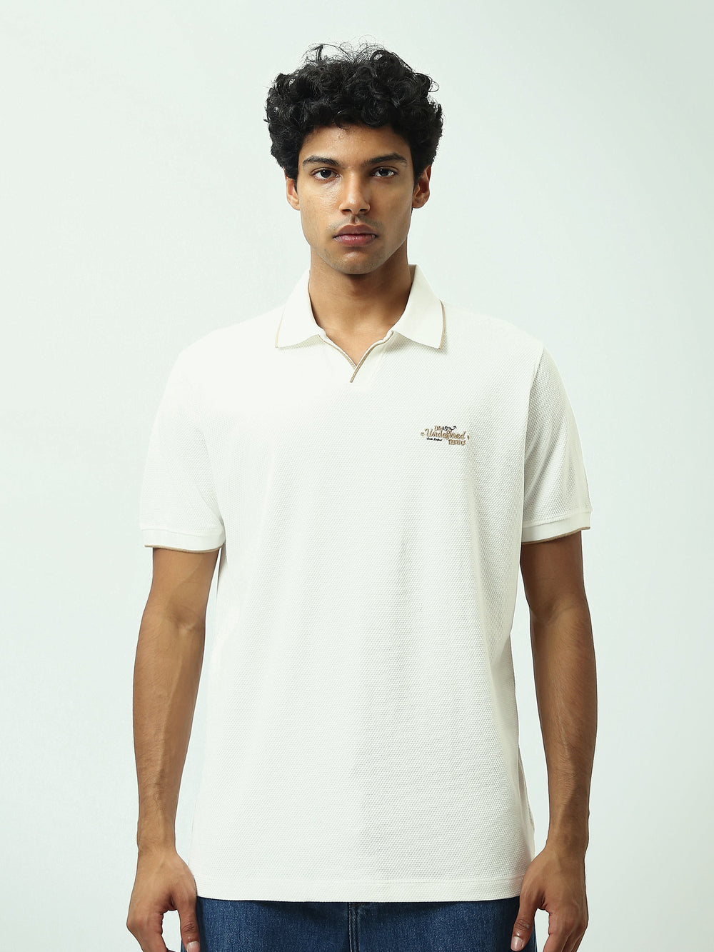 Polo Homme à Col Ouvert et Petit Motif Brodé - POS25SPTV21015TM1