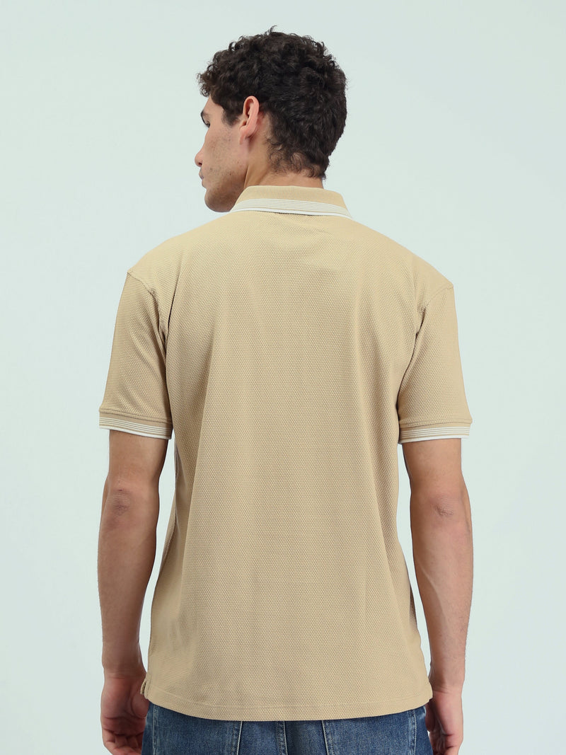 Polo Homme Texturé à Col Zippé – Style Casual Chic - POS25SPTW21013TM1