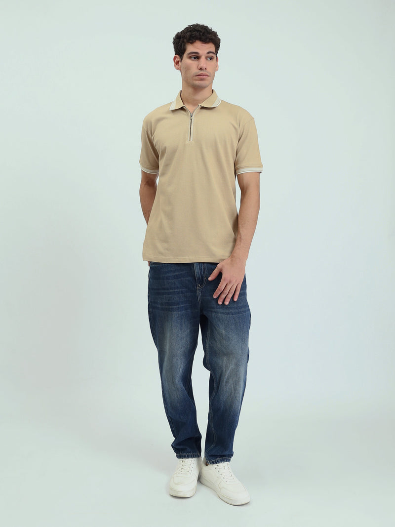 Polo Homme Texturé à Col Zippé – Style Casual Chic - POS25SPTW21013TM1