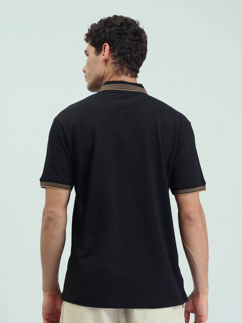 Polo Homme Texturé à Col Zippé – Style Casual Chic - POS25SPTW21013TM1
