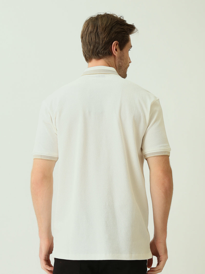 Polo Homme Texturé à Col Zippé – Style Casual Chic - POS25SPTW21013TM1