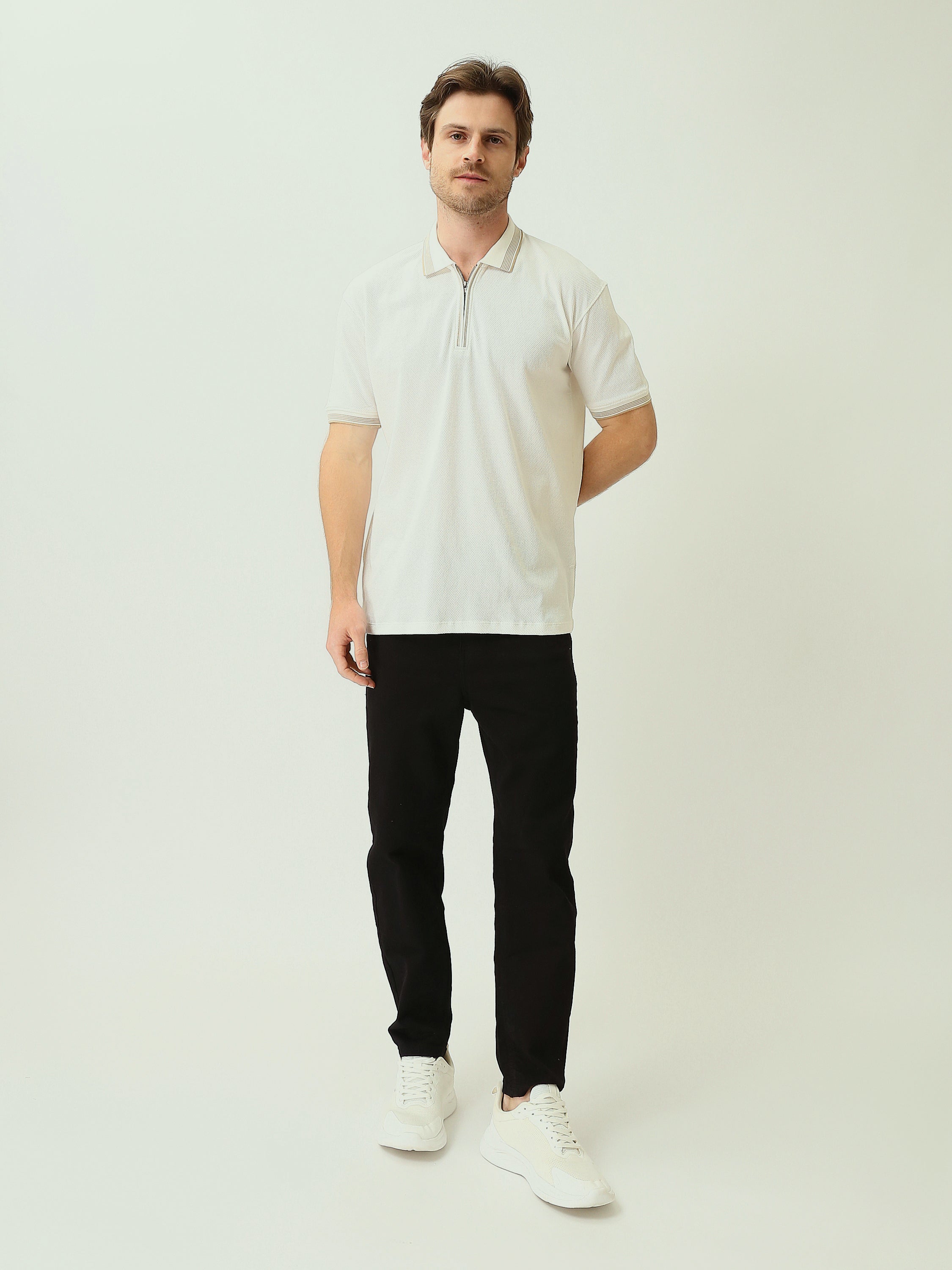 Polo Homme Texturé à Col Zippé – Style Casual Chic - POS25SPTW21013TM1
