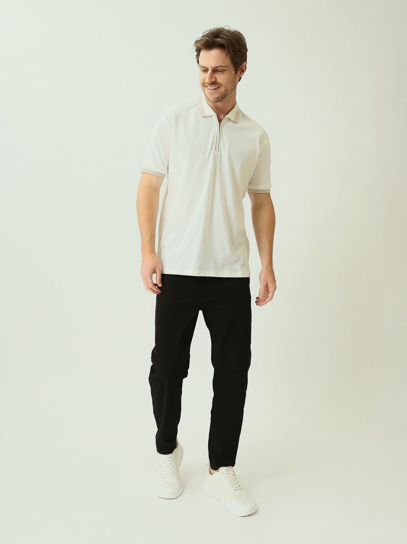 Polo Homme Texturé à Col Zippé – Style Casual Chic - POS25SPTW21013TM1