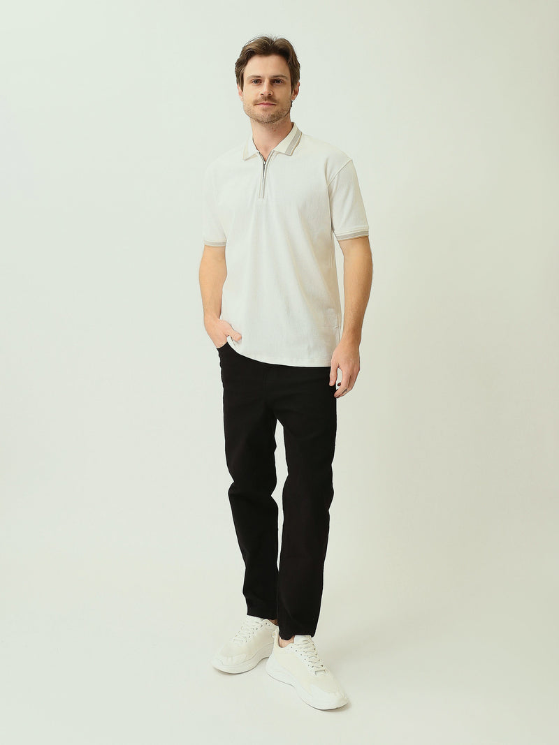 Polo Homme Texturé à Col Zippé – Style Casual Chic - POS25SPTW21013TM1