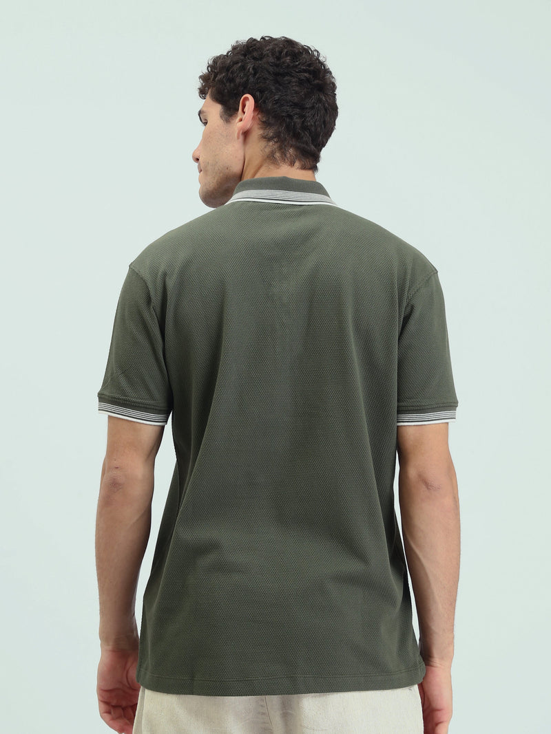 Polo Homme Texturé à Col Zippé – Style Casual Chic - POS25SPTW21013TM1