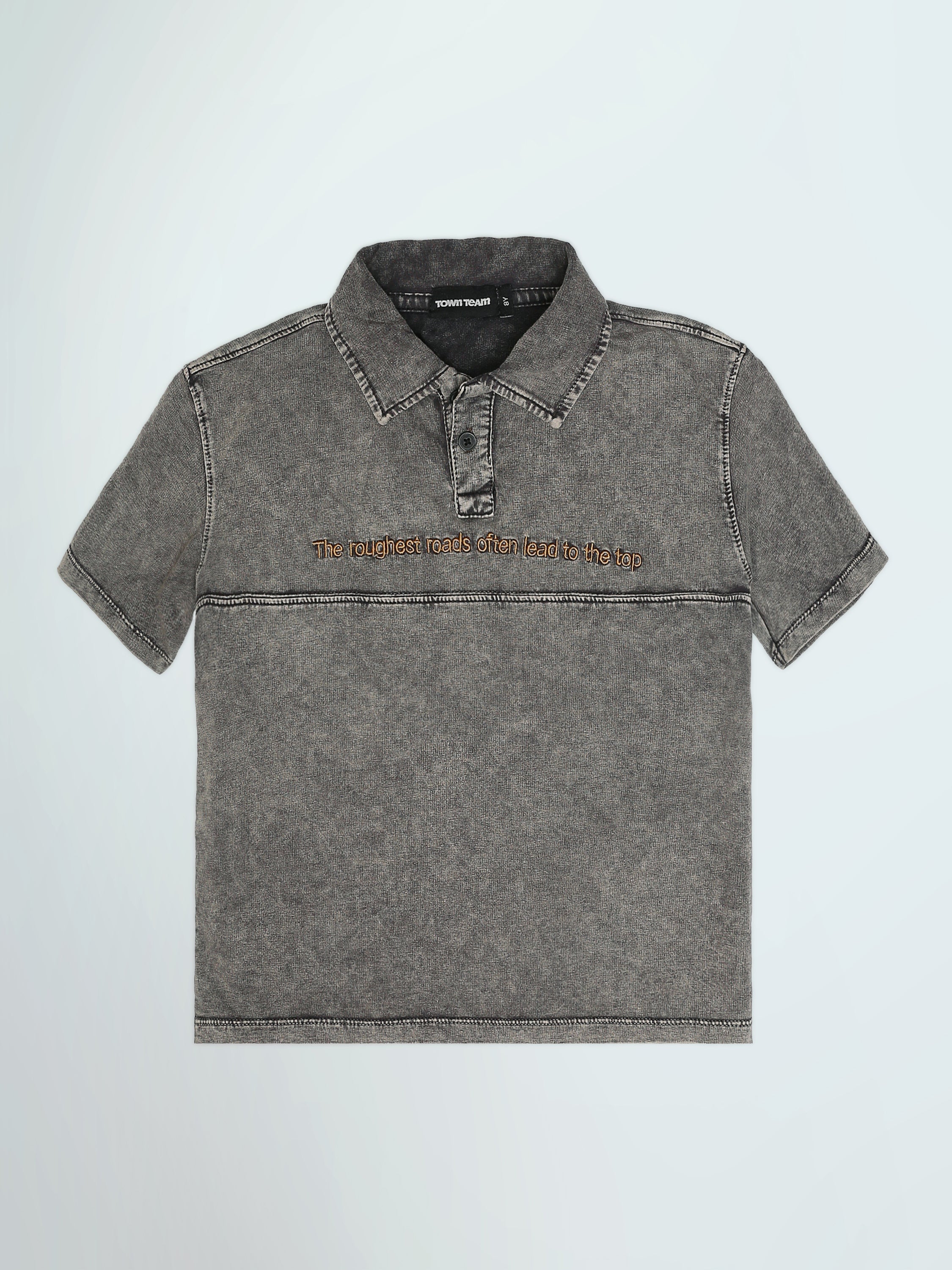 Polo Garçon Délavé à Manches Courtes – Style Casual Moderne avec Broderie - POS25SPWR21075TB1