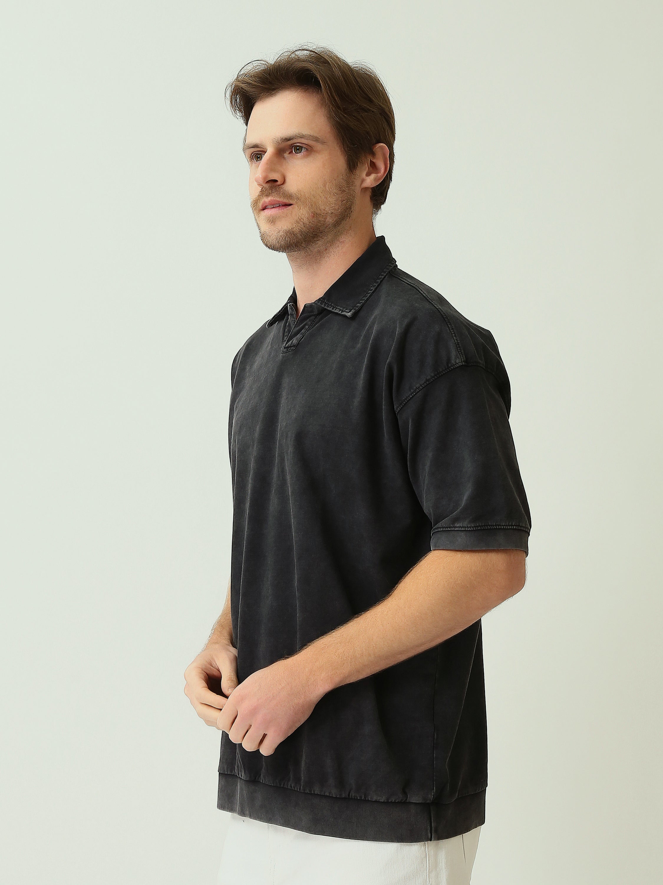 Polo Homme Oversize Effet Délavé à Manches Courtes - POS25STWV21071TM1