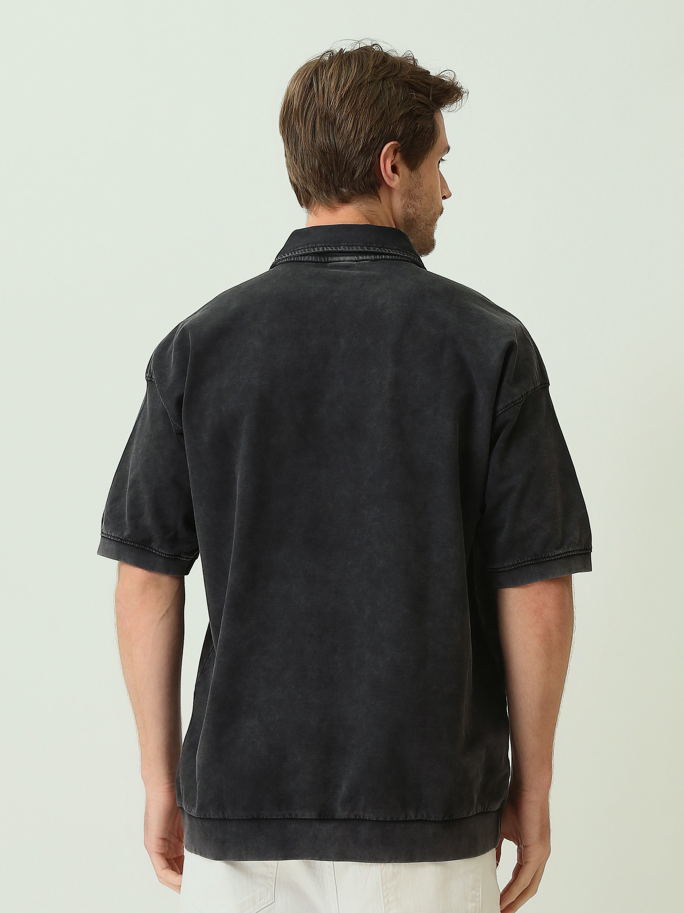 Polo Homme Oversize Effet Délavé à Manches Courtes - POS25STWV21071TM1