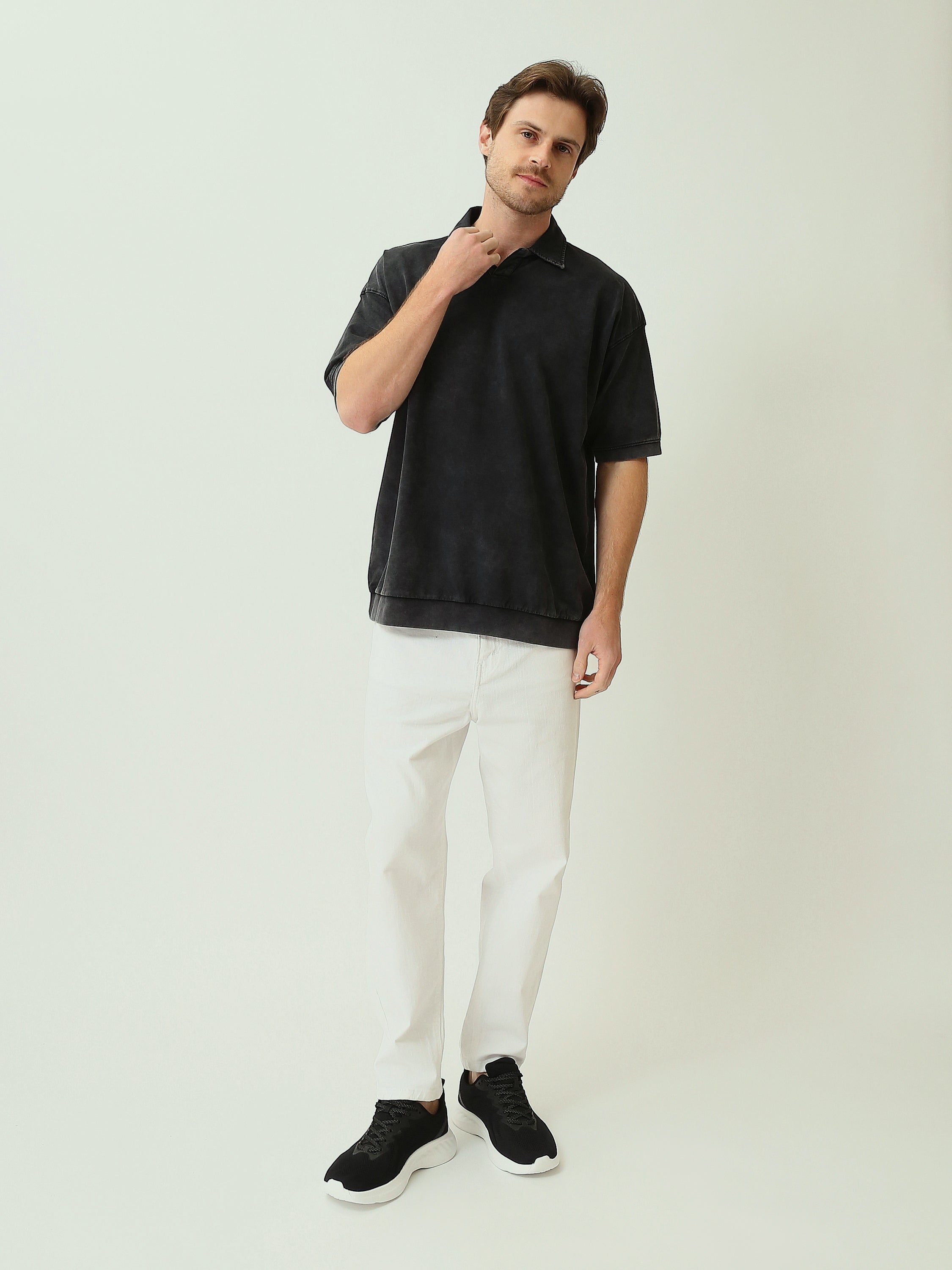 Polo Homme Oversize Effet Délavé à Manches Courtes - POS25STWV21071TM1