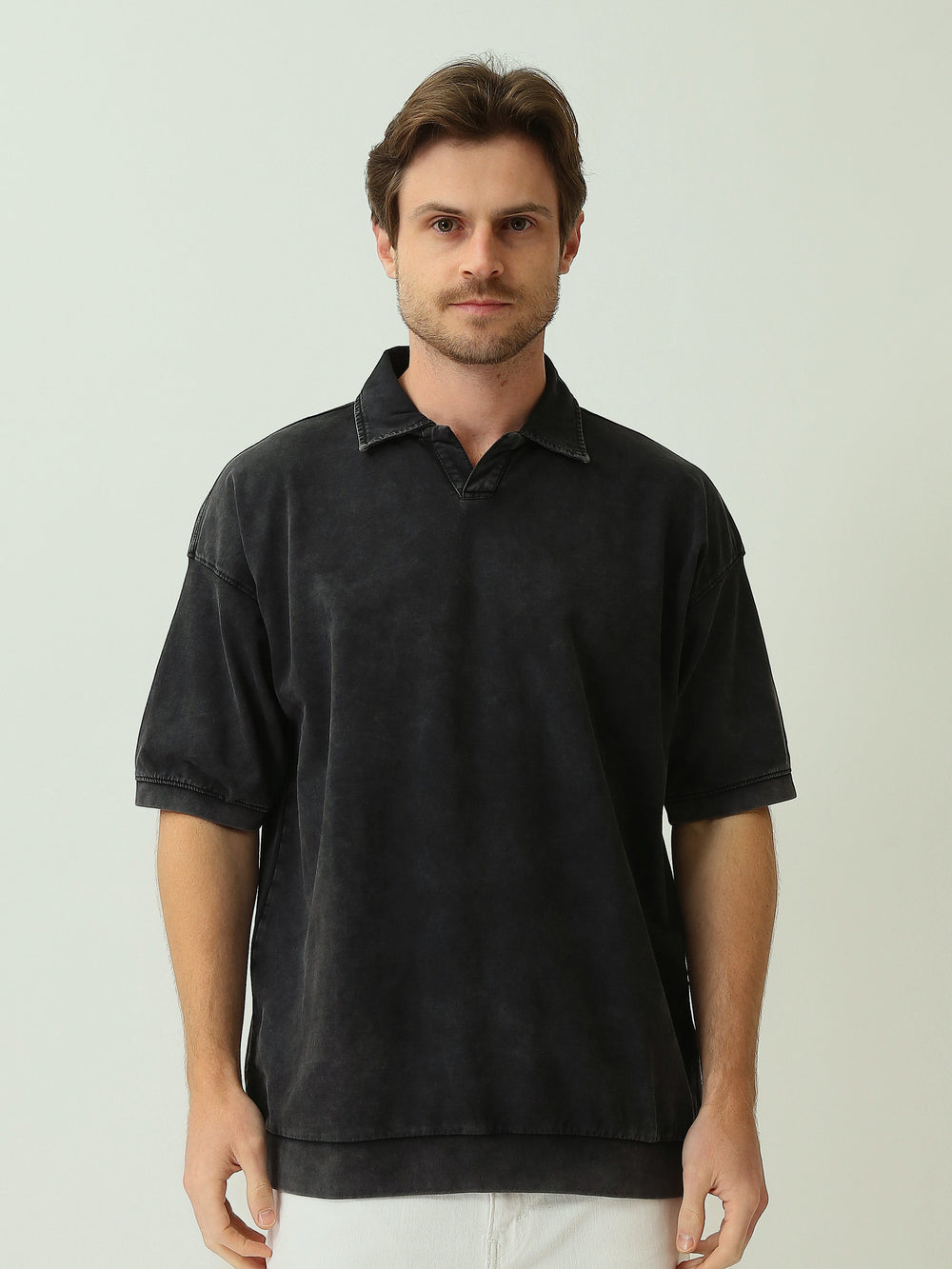 Polo Homme Oversize Effet Délavé à Manches Courtes - POS25STWV21071TM1