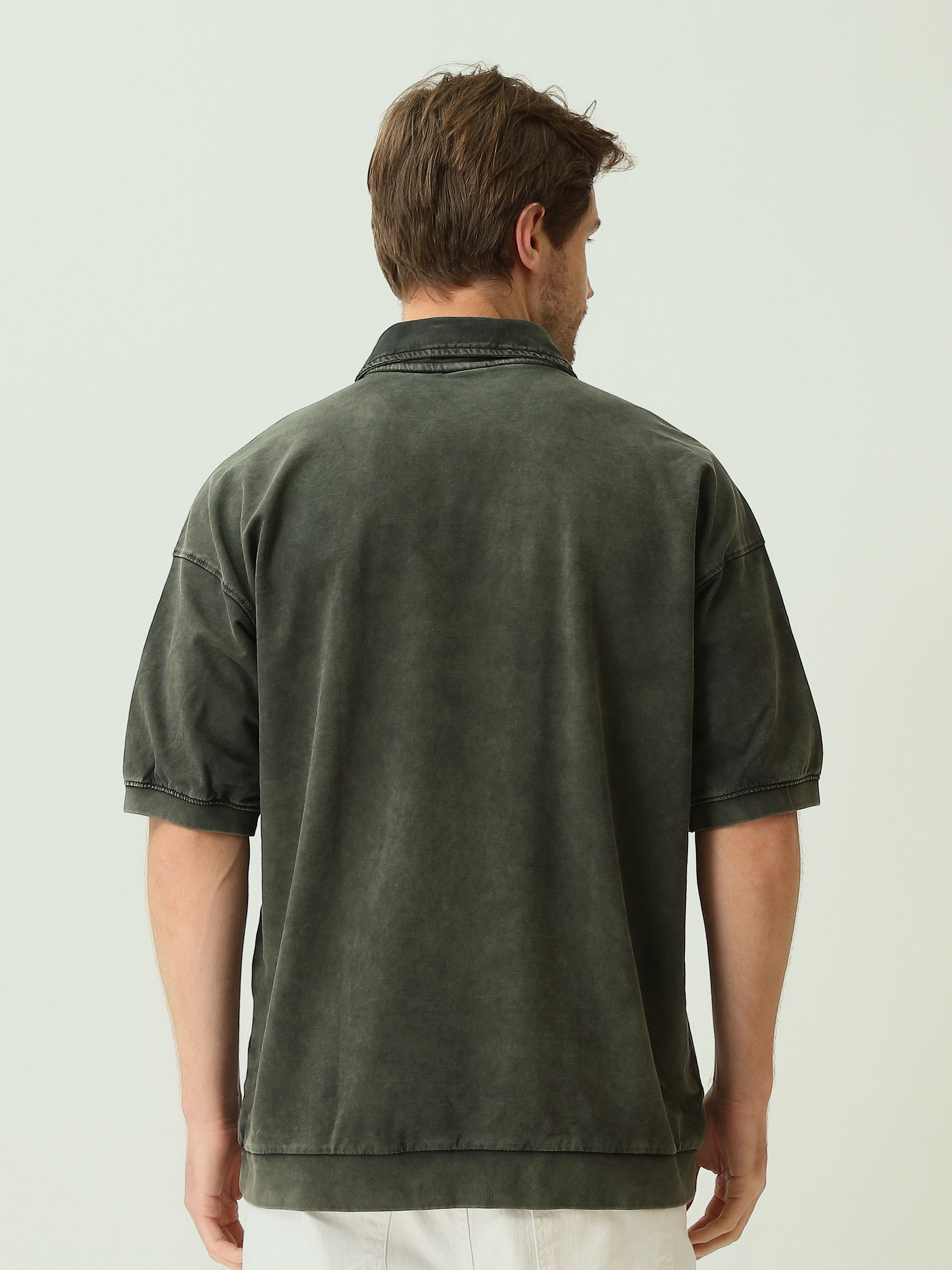 Polo Homme Oversize Effet Délavé à Manches Courtes - POS25STWV21071TM1